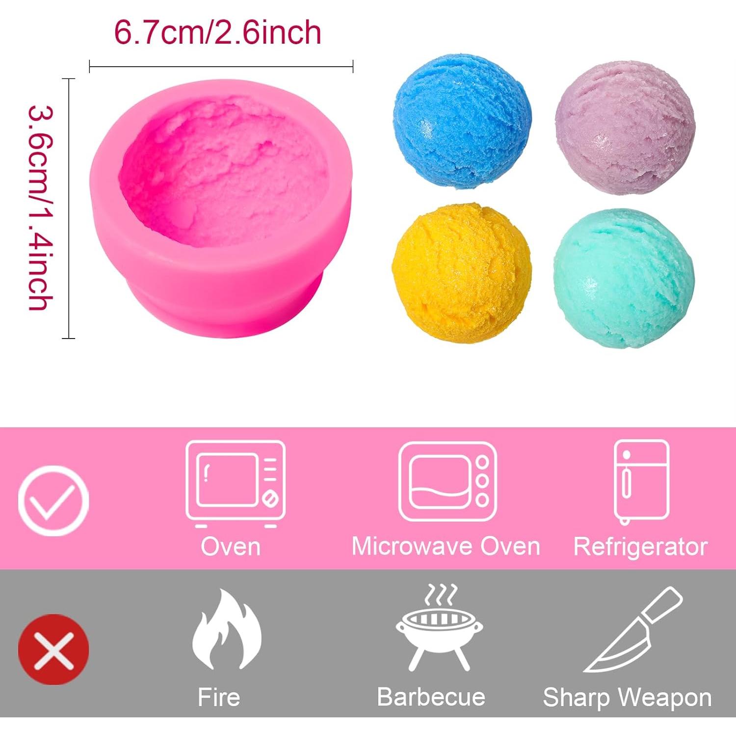 Molde de Silicona Patelai 3D Bola de Helado Rosa 3 Piezas