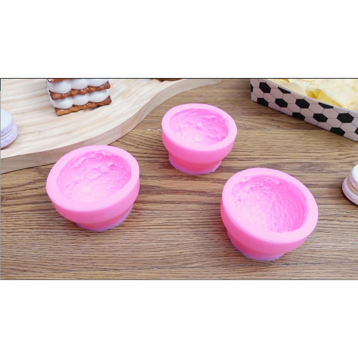 Molde de Silicona Patelai 3D Bola de Helado Rosa 3 Piezas