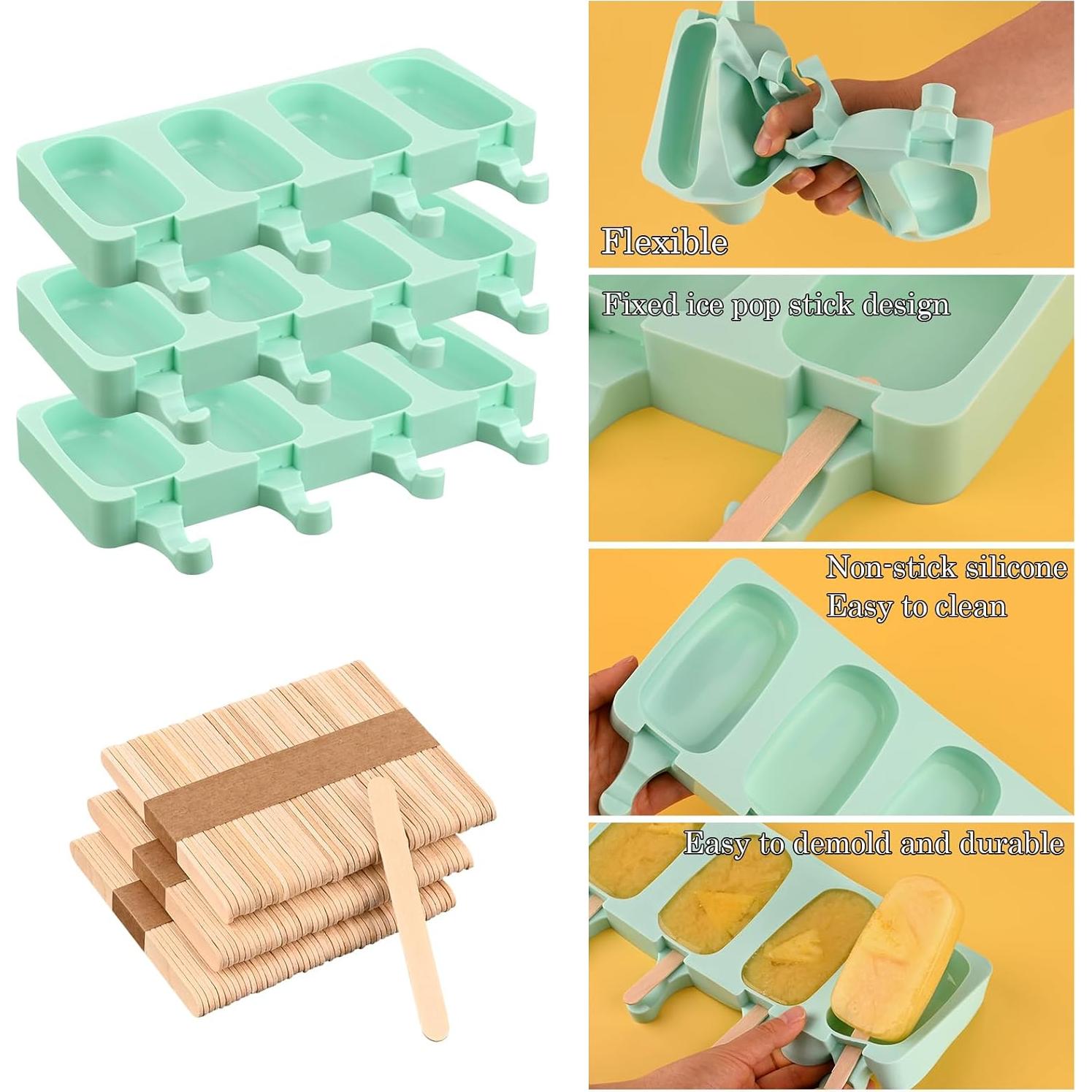 Juego de Moldes de Silicona Sakolla para Paletas 3 PCS Verde