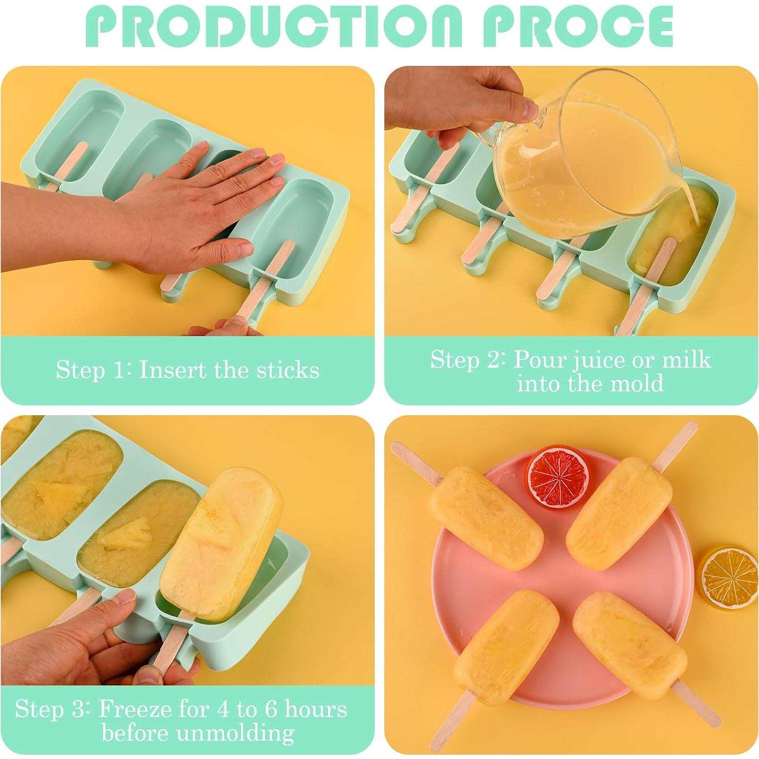 Juego de Moldes de Silicona Sakolla para Paletas 3 PCS Verde