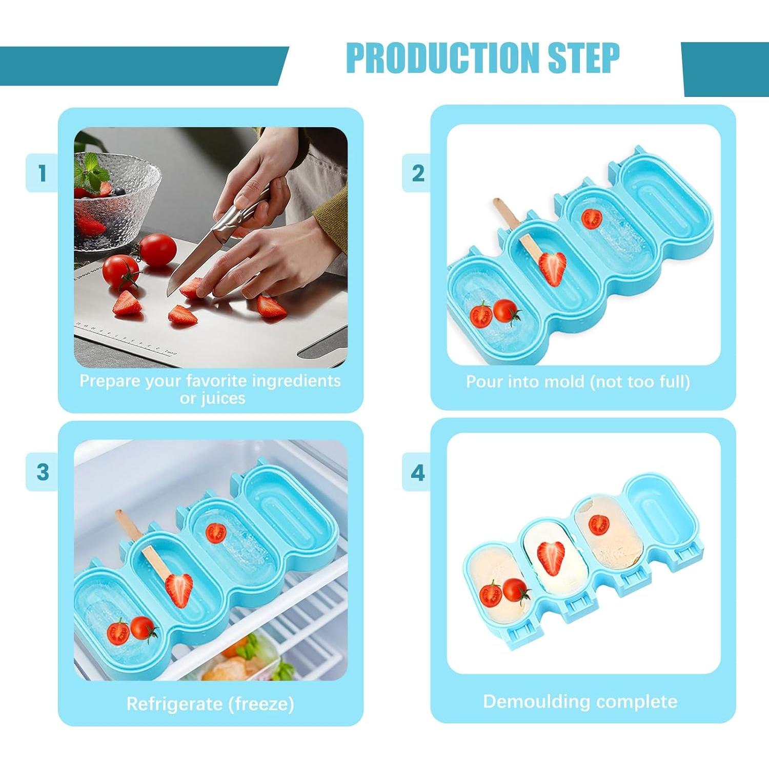 Moldes de Silicona para Paletas YUCHENWD 2 Pcs Reutilizables