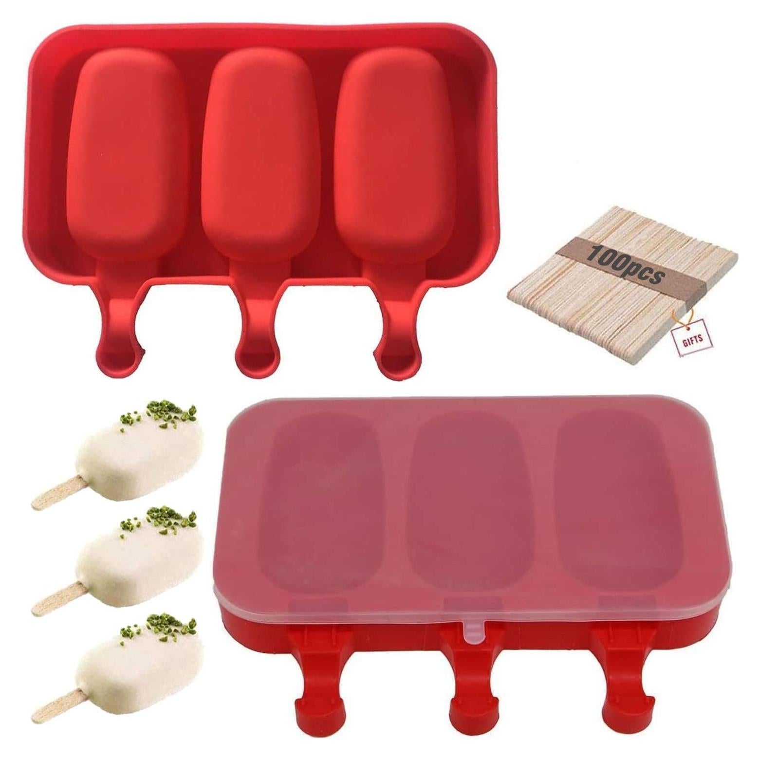 Moldes de Silicona para Paletas ABSOK Rojos 2 Piezas 100ml