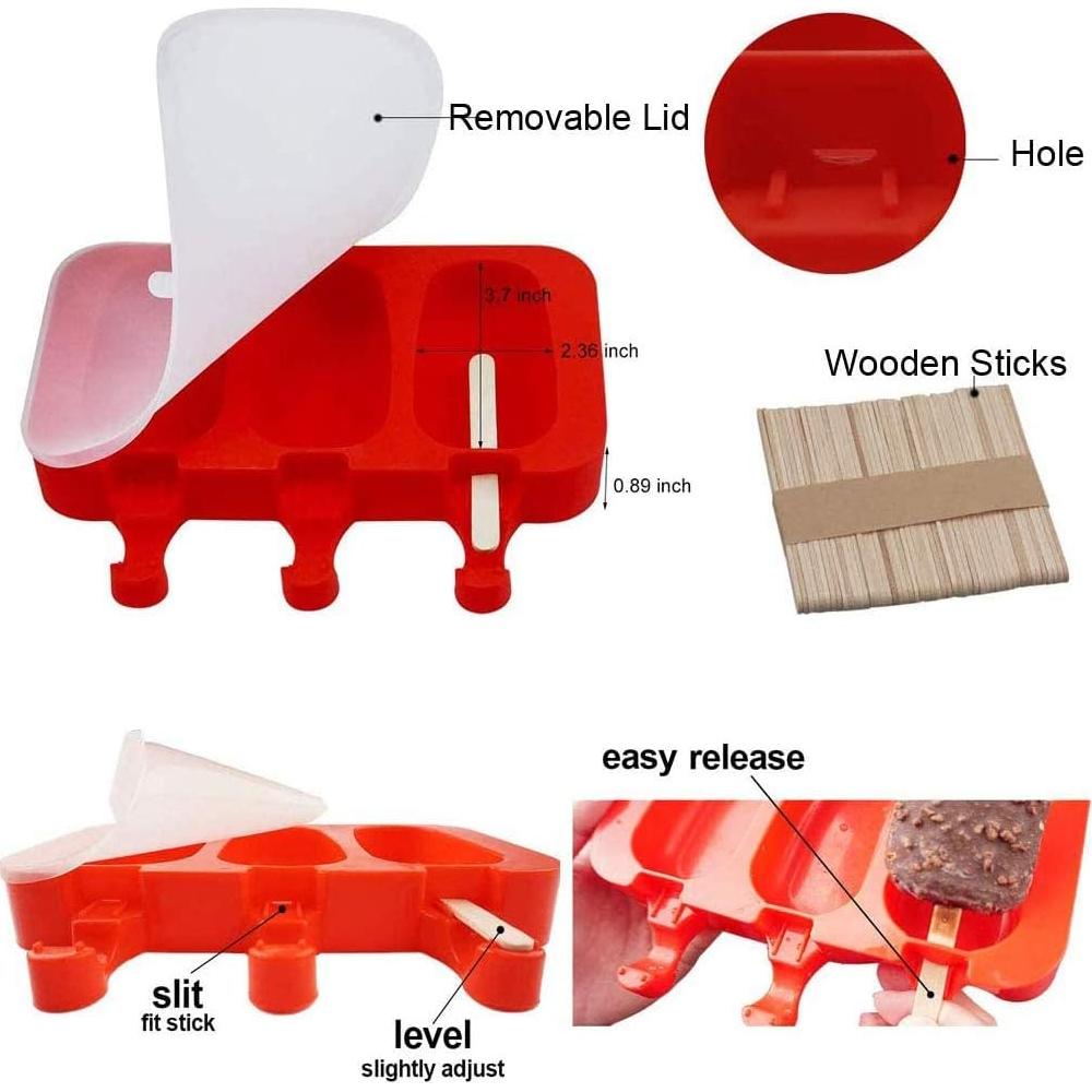 Moldes de Silicona para Paletas ABSOK Rojos 2 Piezas 100ml