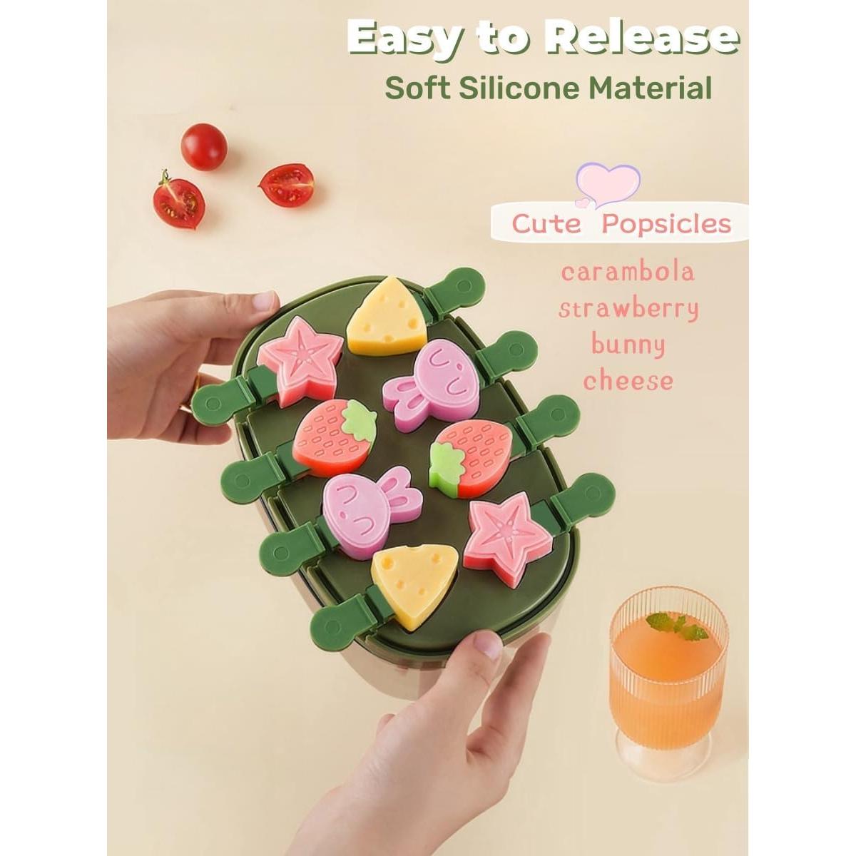 Moldes de Paletas de Silicona Zigihos 8 Piezas Verde