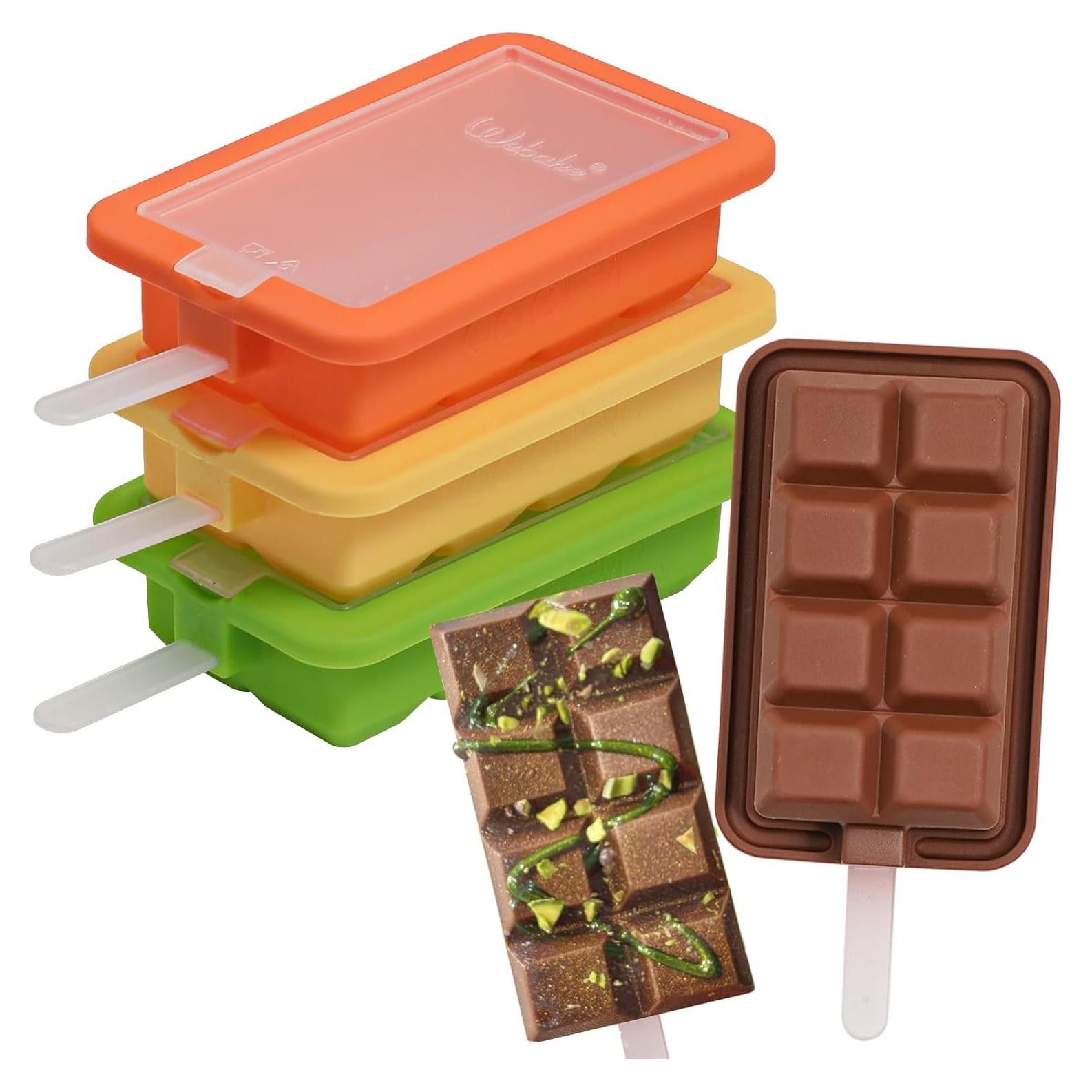 Molde de Silicona para Paletas Webake Barra de Chocolate 4 Pzs