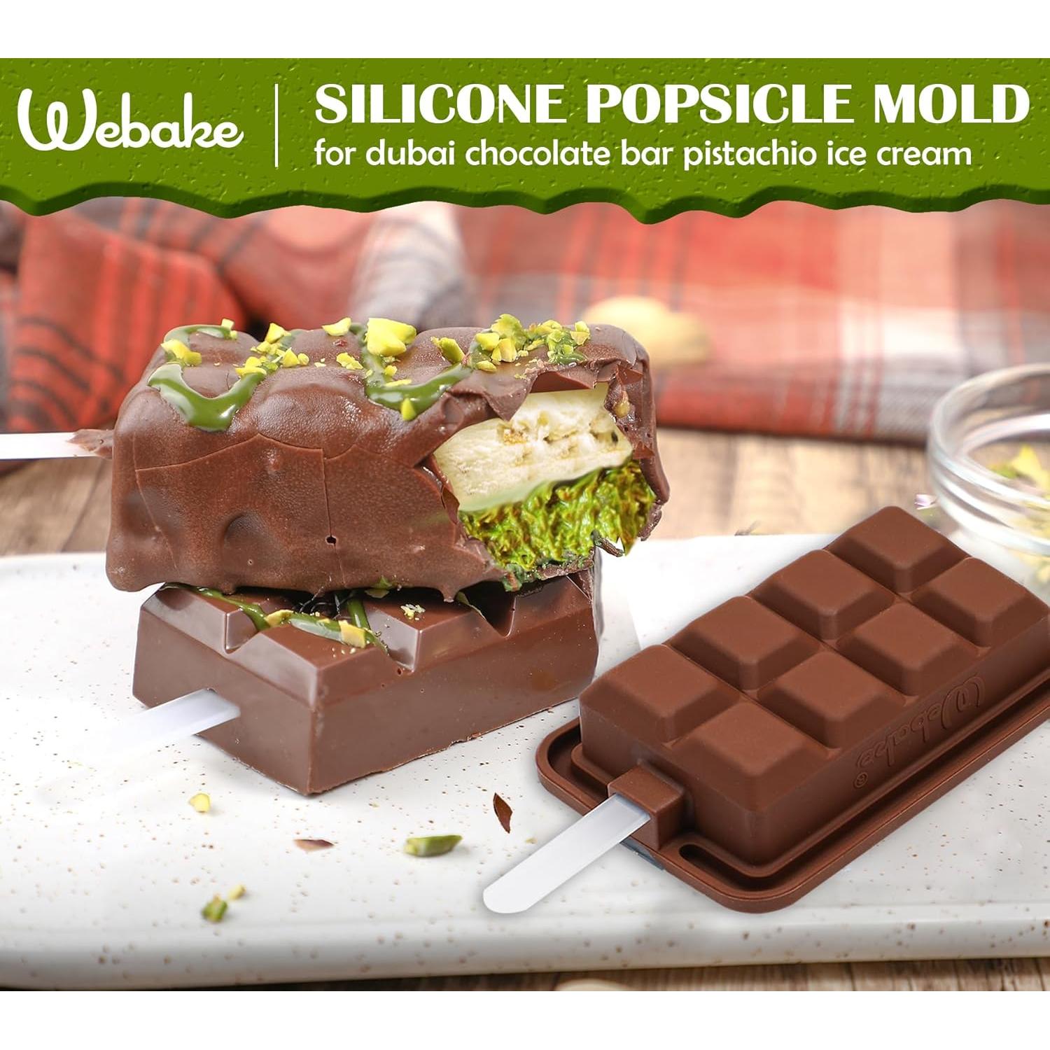Molde de Silicona para Paletas Webake Barra de Chocolate 4 Pzs