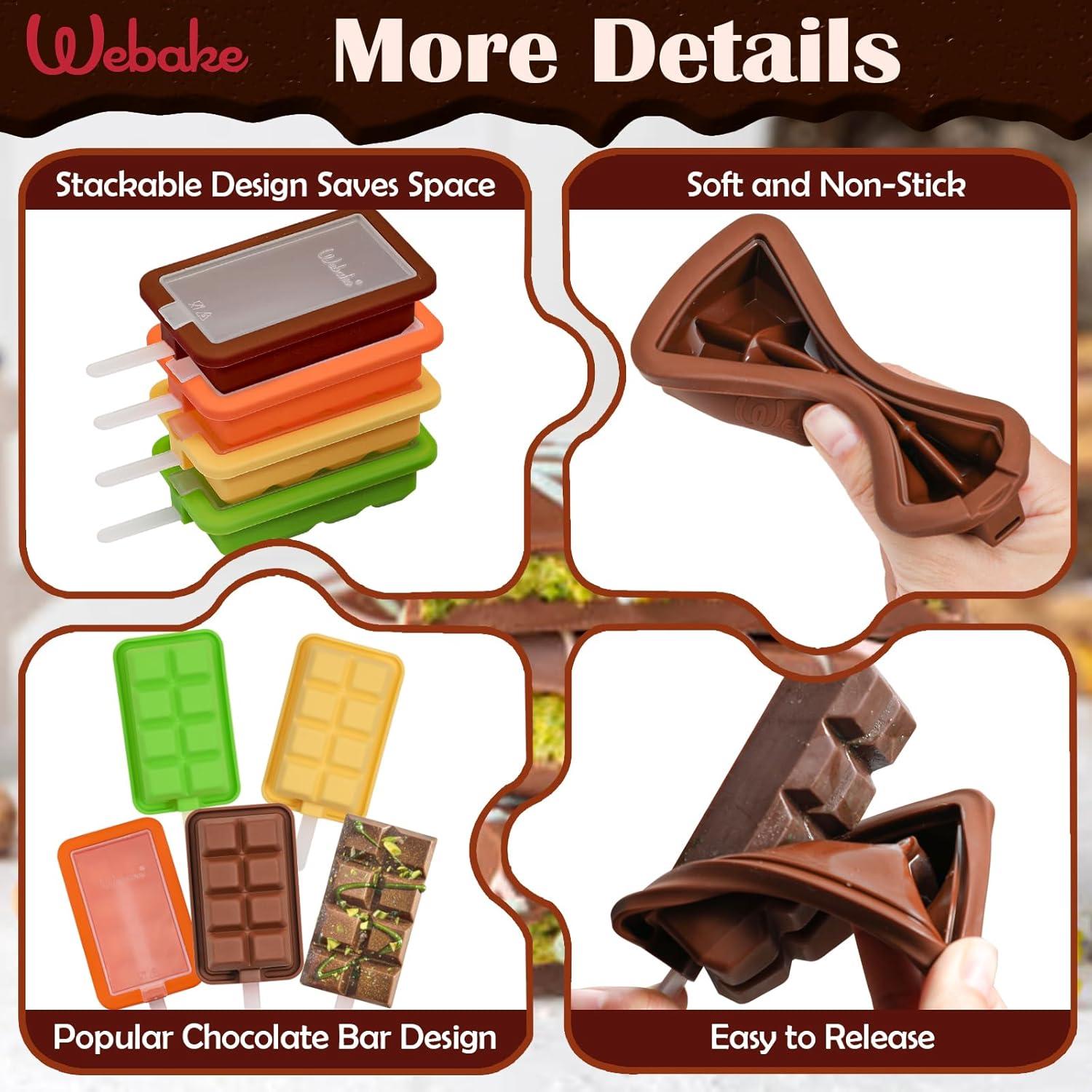 Molde de Silicona para Paletas Webake Barra de Chocolate 4 Pzs
