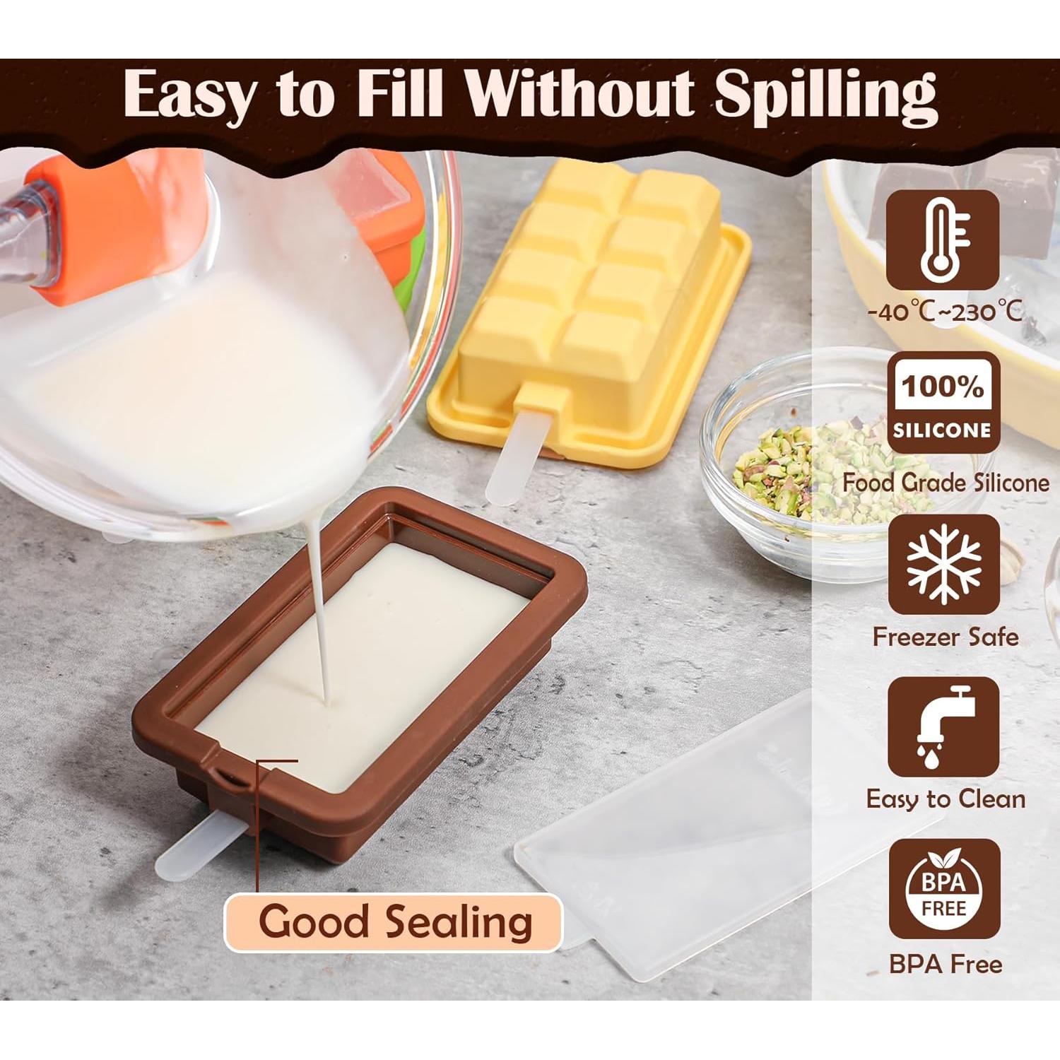 Molde de Silicona para Paletas Webake Barra de Chocolate 4 Pzs