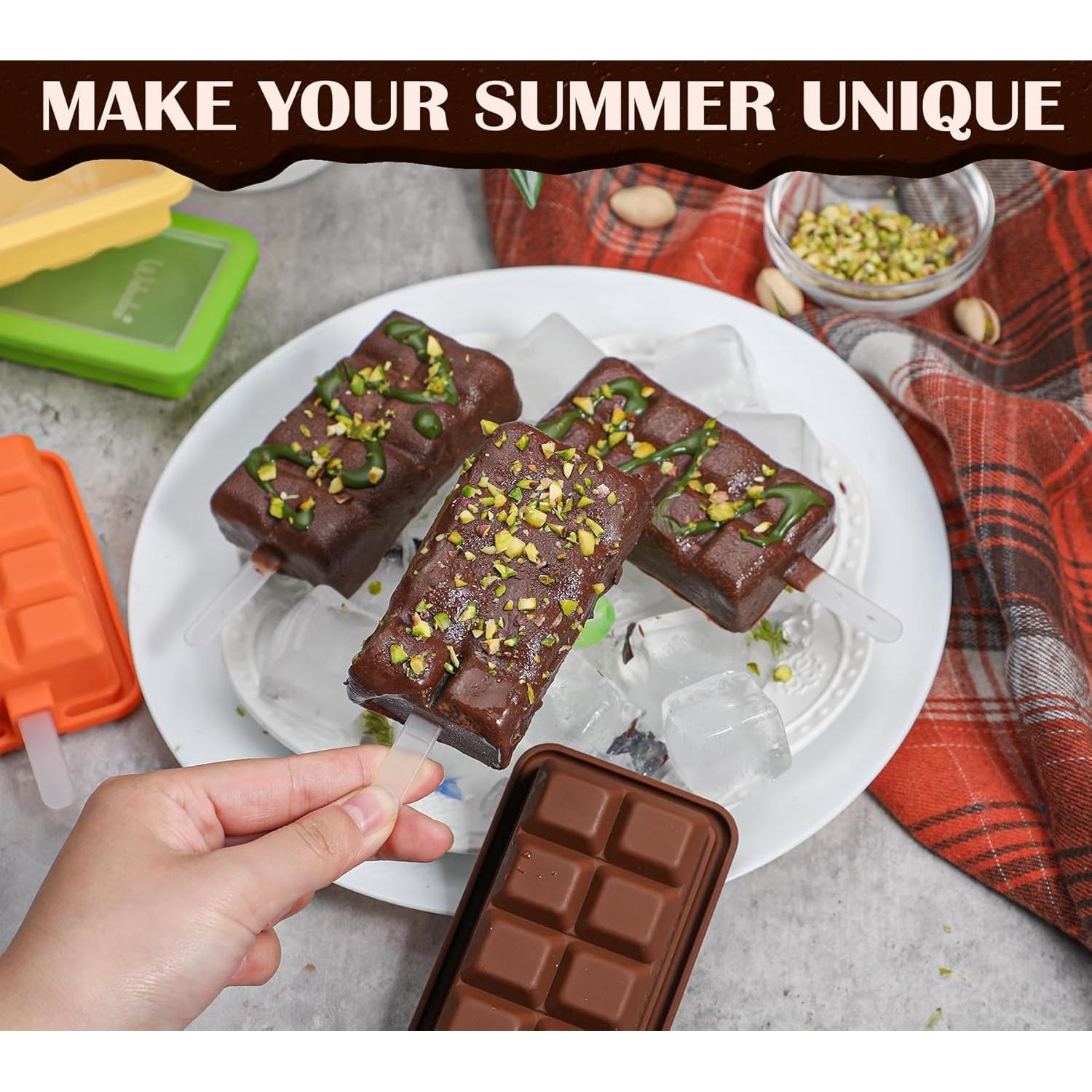 Molde de Silicona para Paletas Webake Barra de Chocolate 4 Pzs