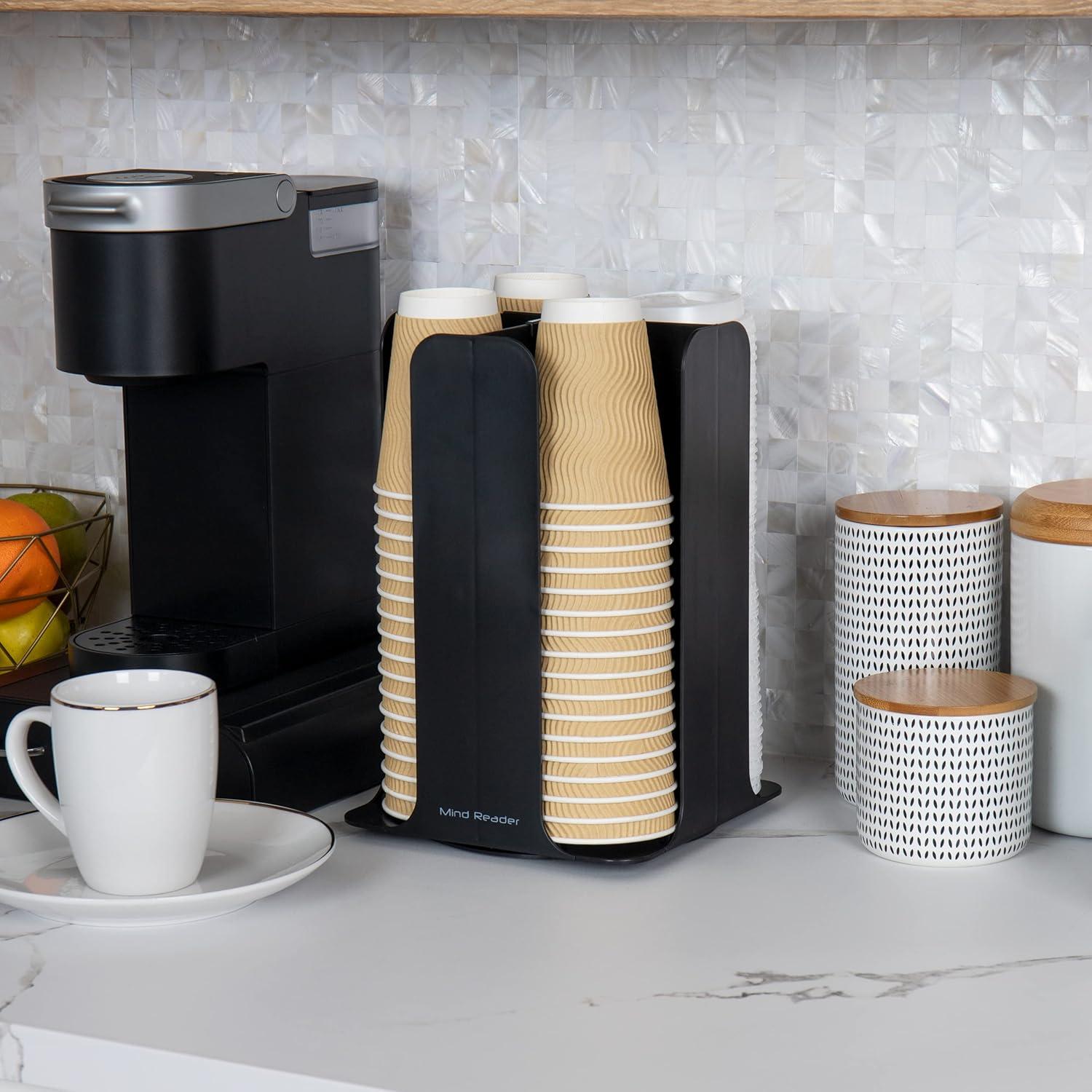 Carrusel de Tazas y Tapas Mind Reader, Negro, 19.68x19.68x29.21 cm