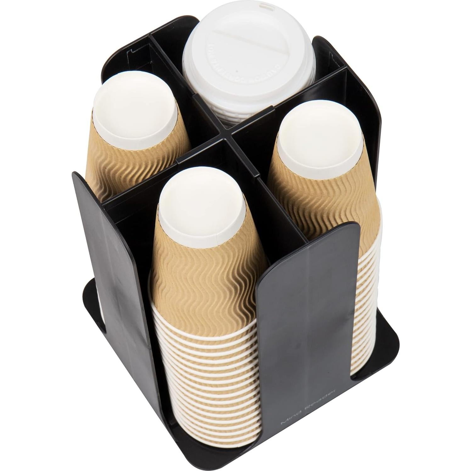 Carrusel de Tazas y Tapas Mind Reader, Negro, 19.68x19.68x29.21 cm