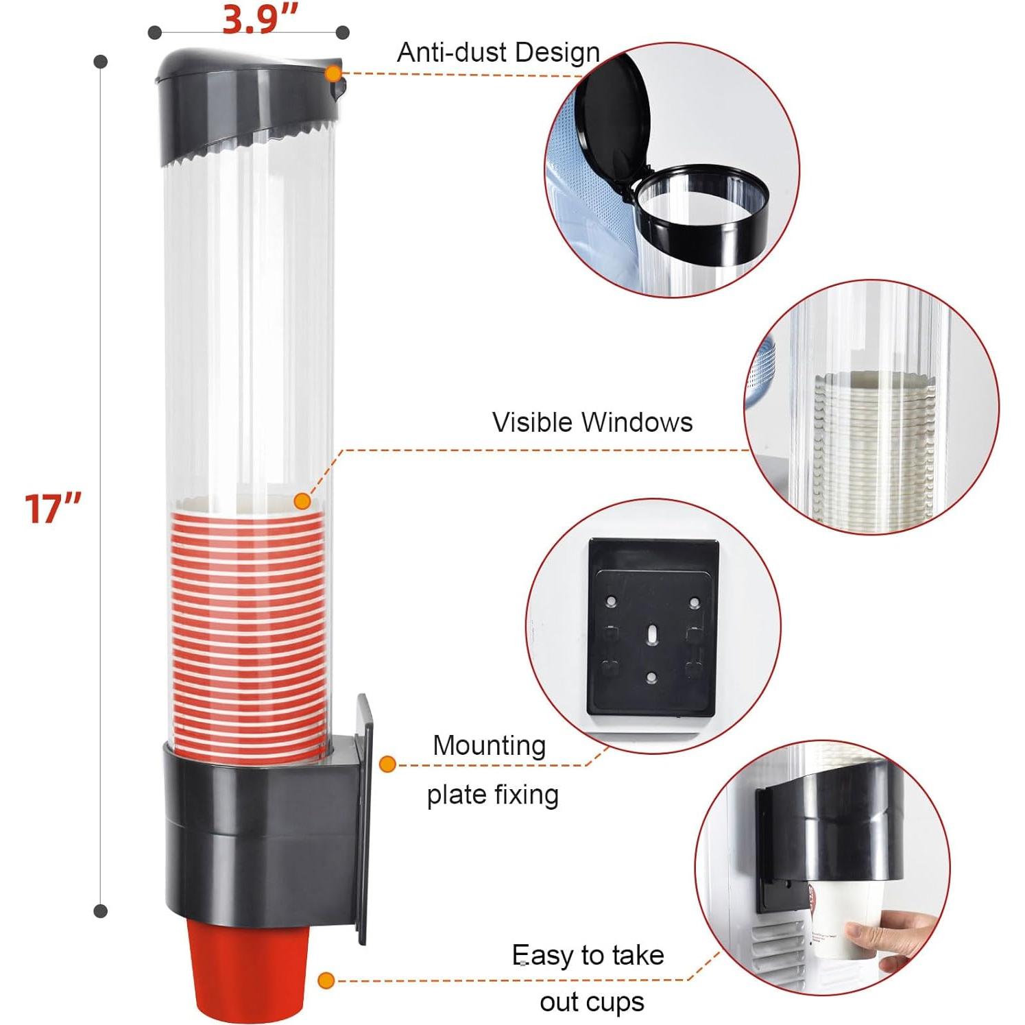 Dispensador de Tazas IWNTWY Grande Negro para 7-12oz