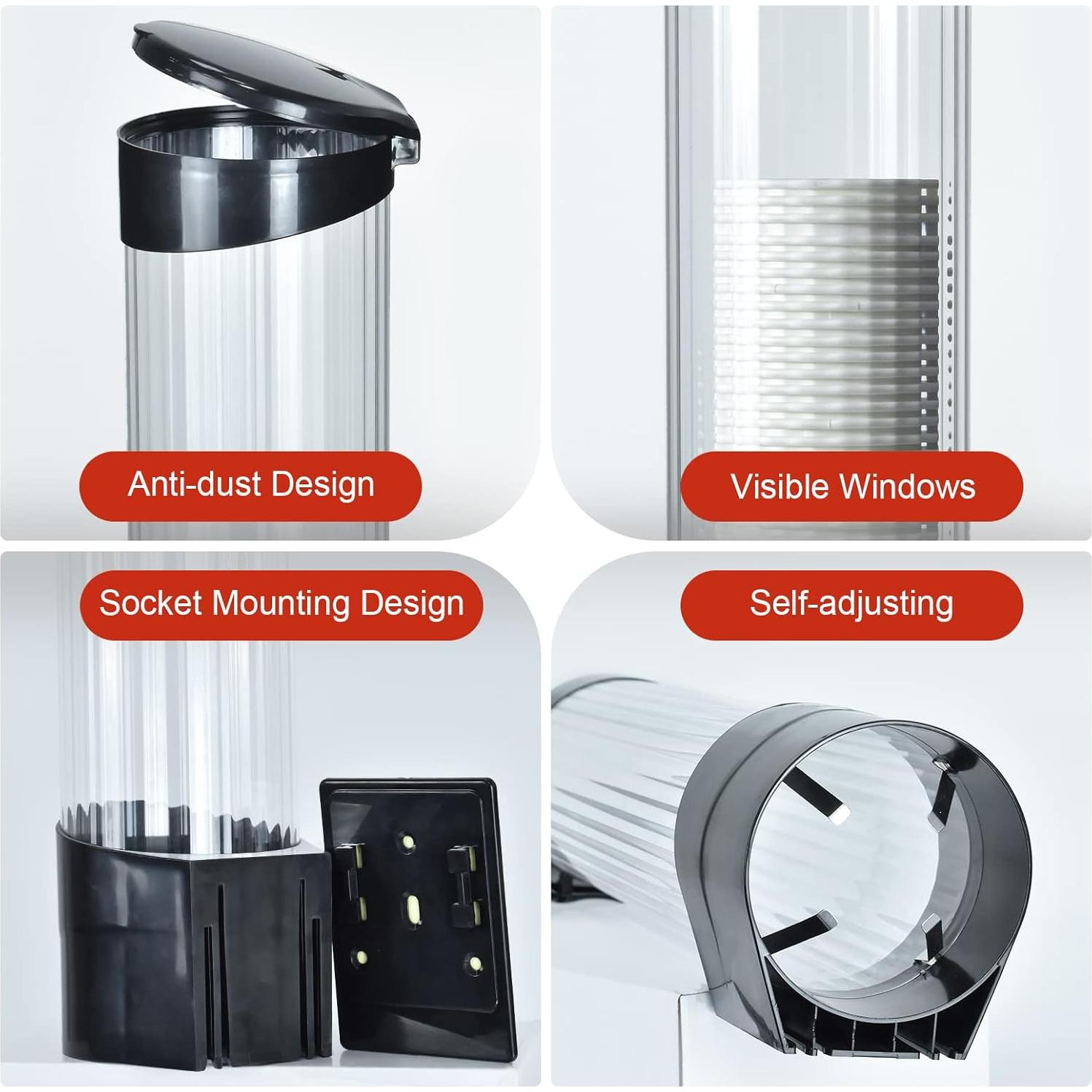 Dispensador de Tazas IWNTWY Grande Negro para 7-12oz