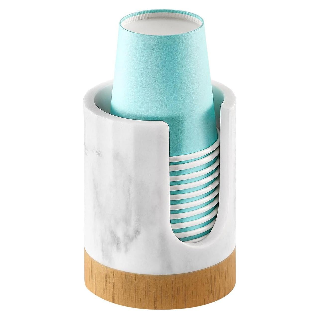 Dispensador de Vasos de Baño Luxspire 3oz Resina Mármol Blanco