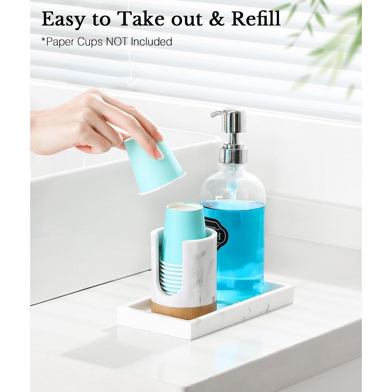 Dispensador de Vasos de Baño Luxspire 3oz Resina Mármol Blanco