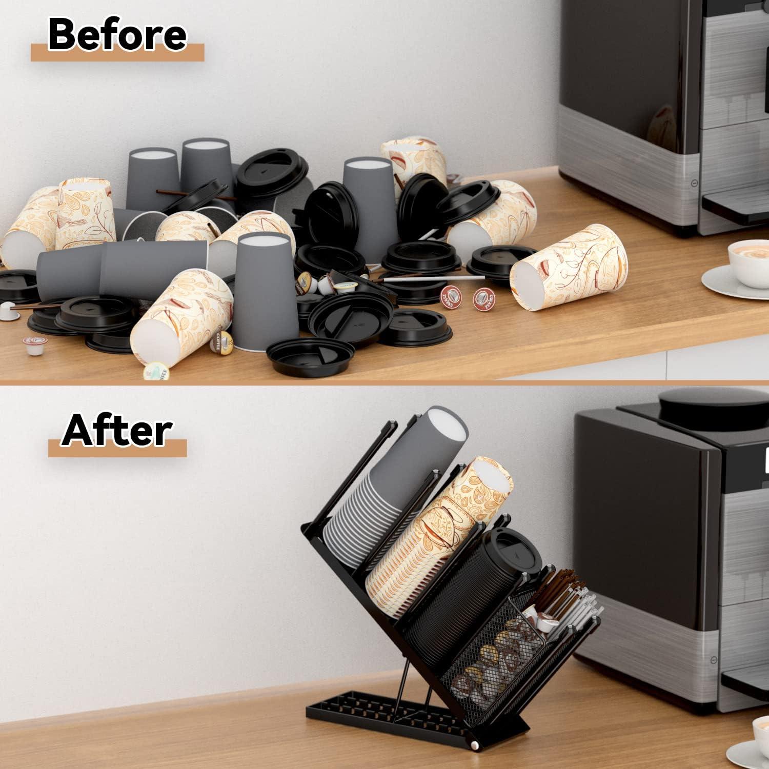 Soporte Organizador para Tazas Ovicar - Metal Negro 4 Compartimentos