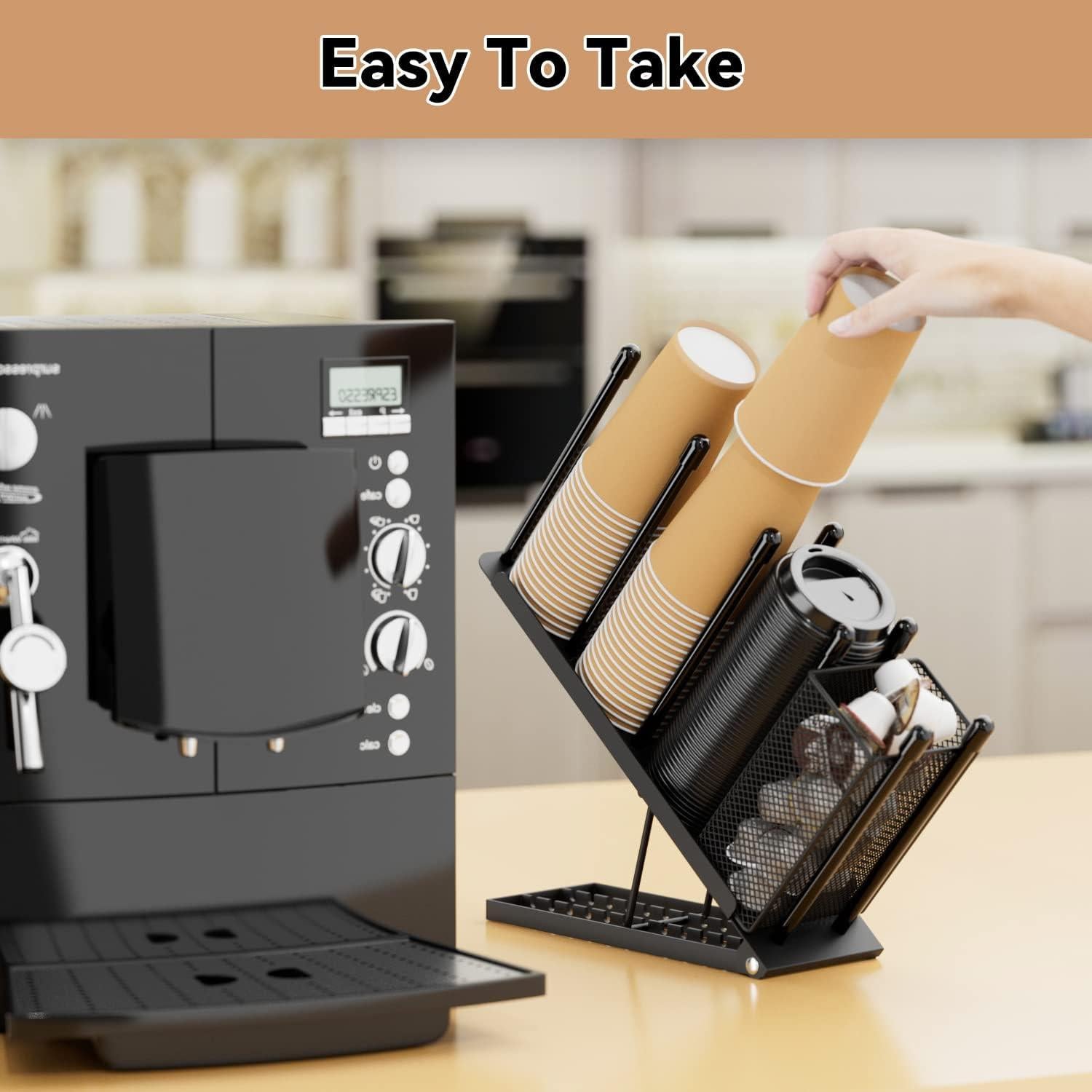 Soporte Organizador para Tazas Ovicar - Metal Negro 4 Compartimentos