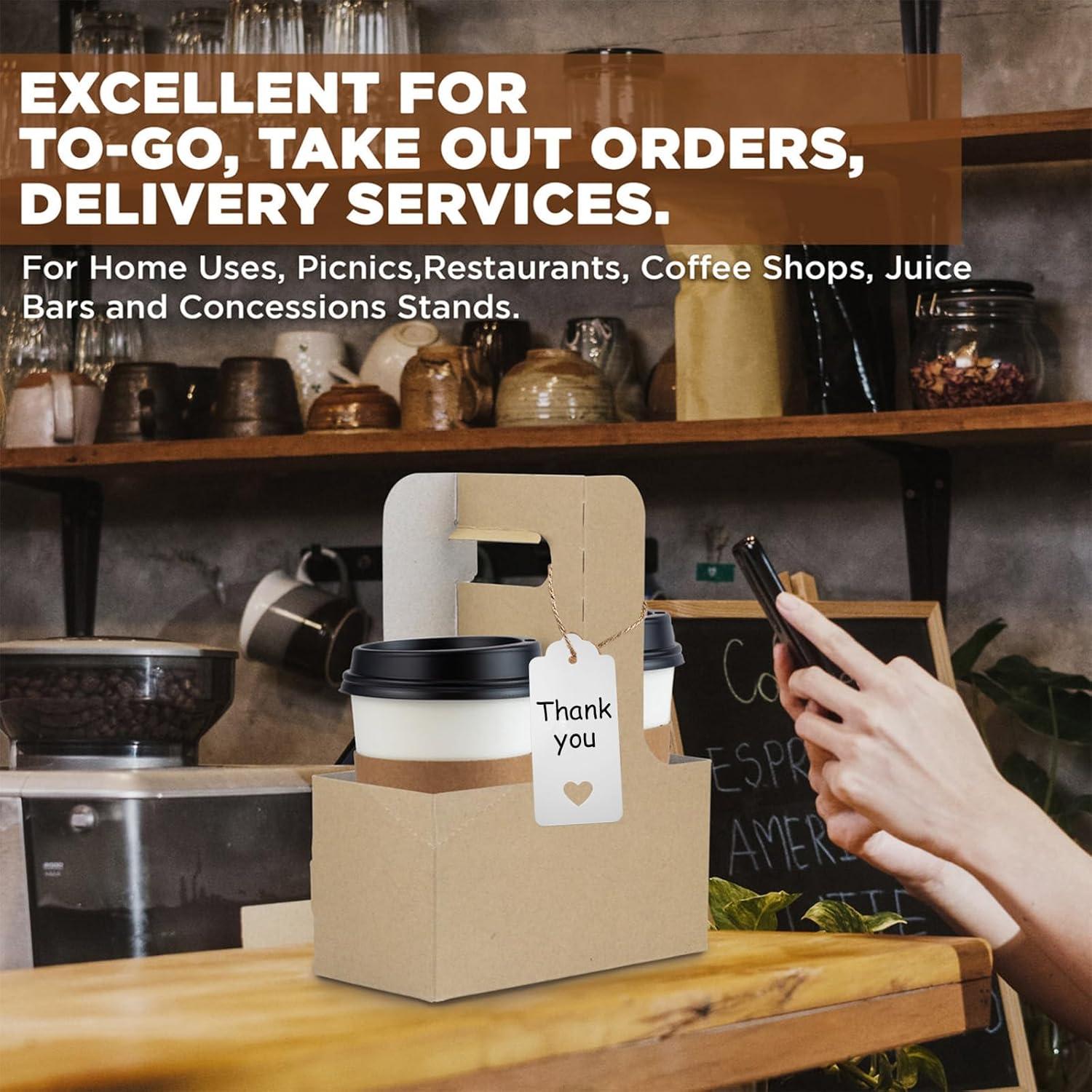 Paquete de 10 portavasos de cartón kraft para 2 tazas