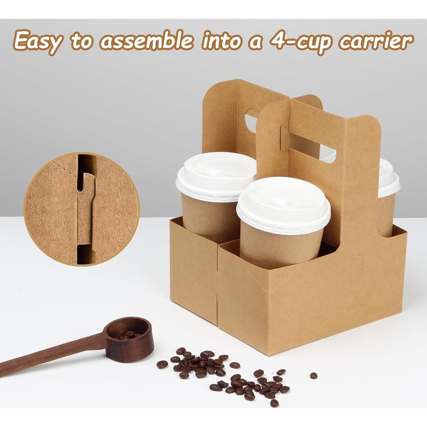 Paquete de 10 portavasos de cartón kraft para 2 tazas