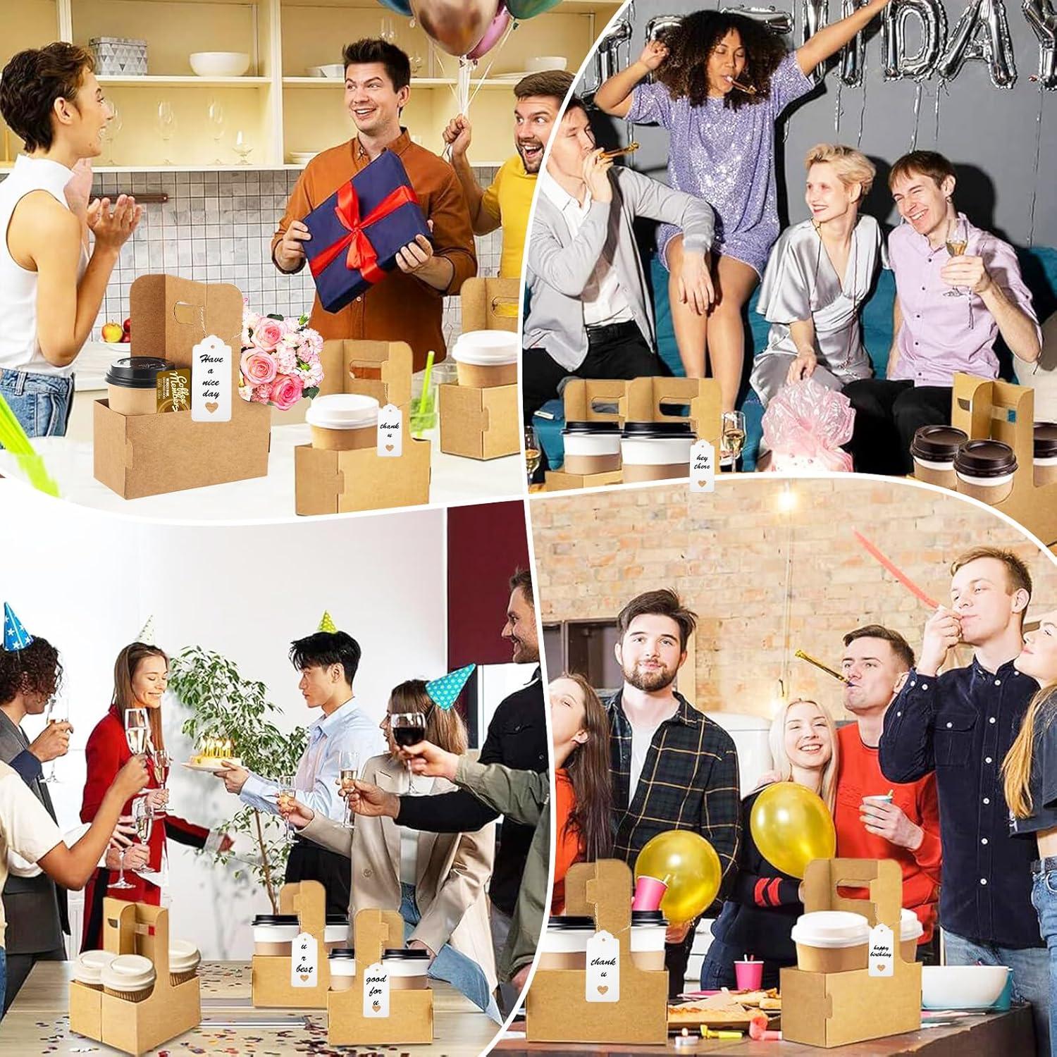 Paquete de 10 portavasos de cartón kraft para 2 tazas