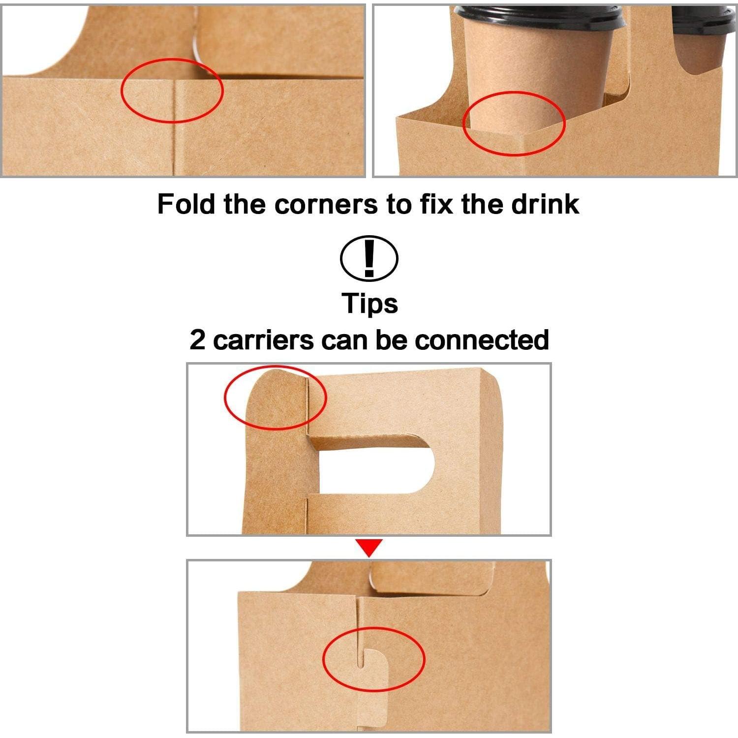 Paquete de 100 Porta Bebidas de Kraft Kaderron 2 Tazas