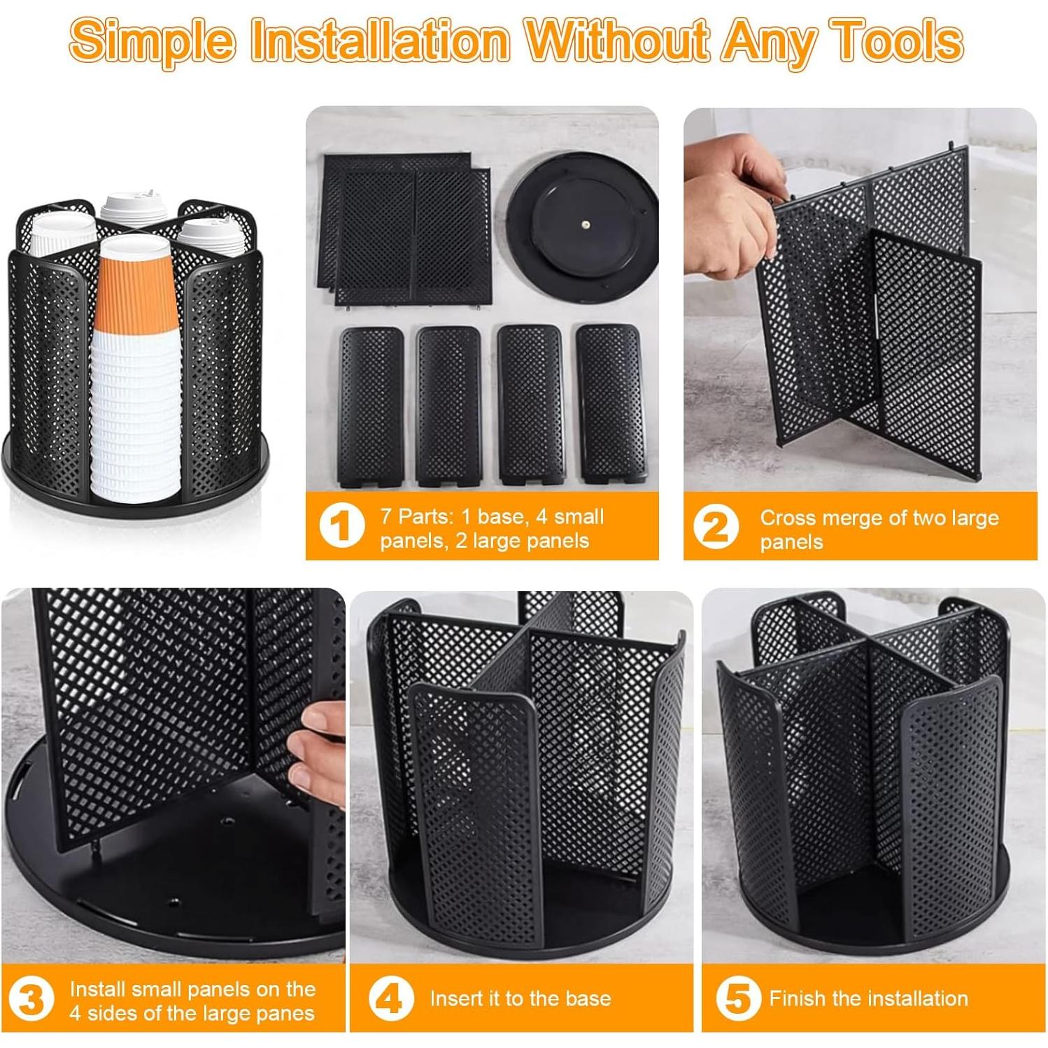 Soporte Rotatorio para Tazas de Papel Ceiiseaon 4 Compartimentos