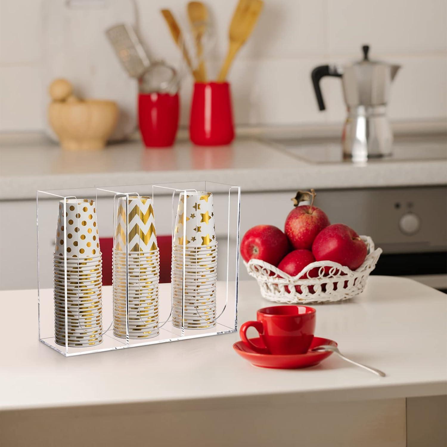 Organizador de Tazas Acrílico Suwimut 3 Compartimentos 60 Tazas