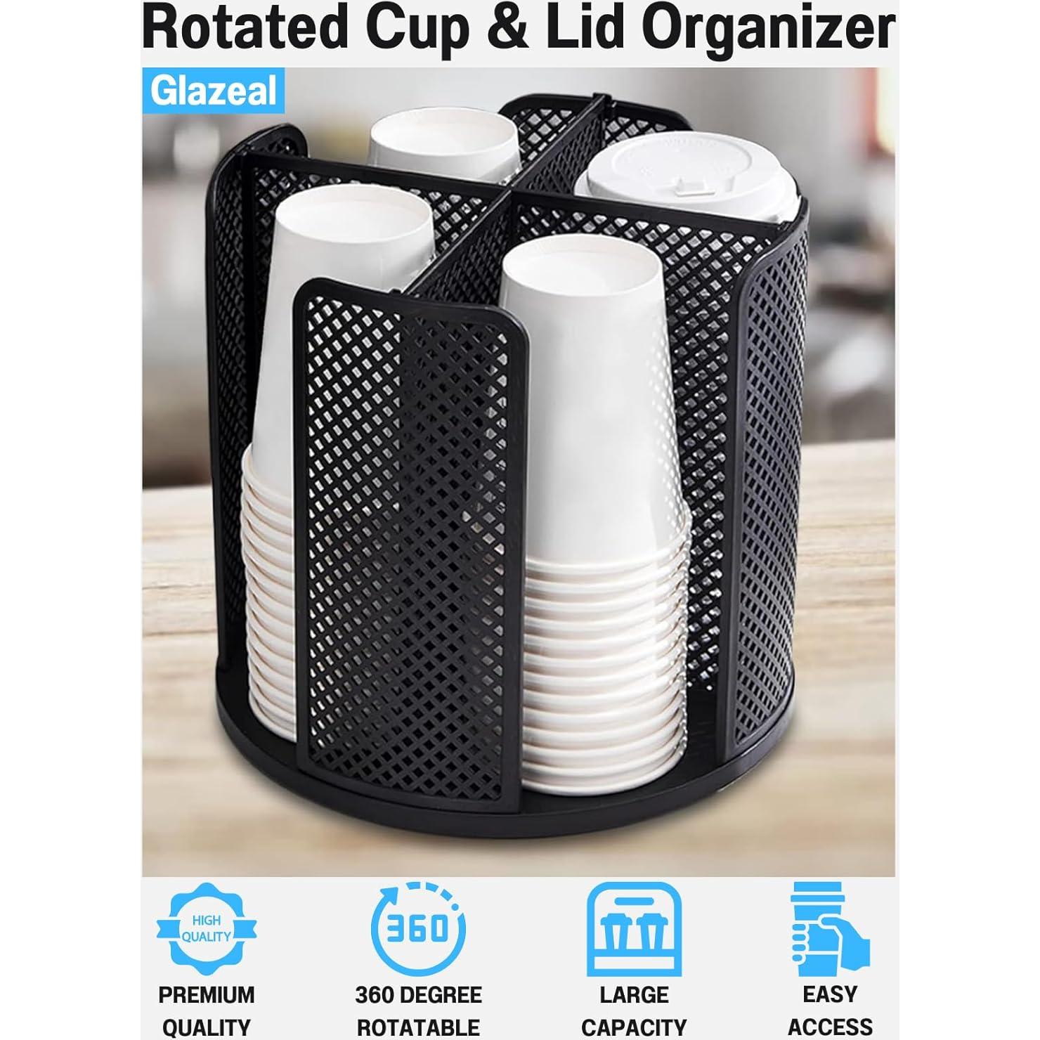 Organizador Rotatorio de Tazas y Tapas Glazeal 4 Compartimentos