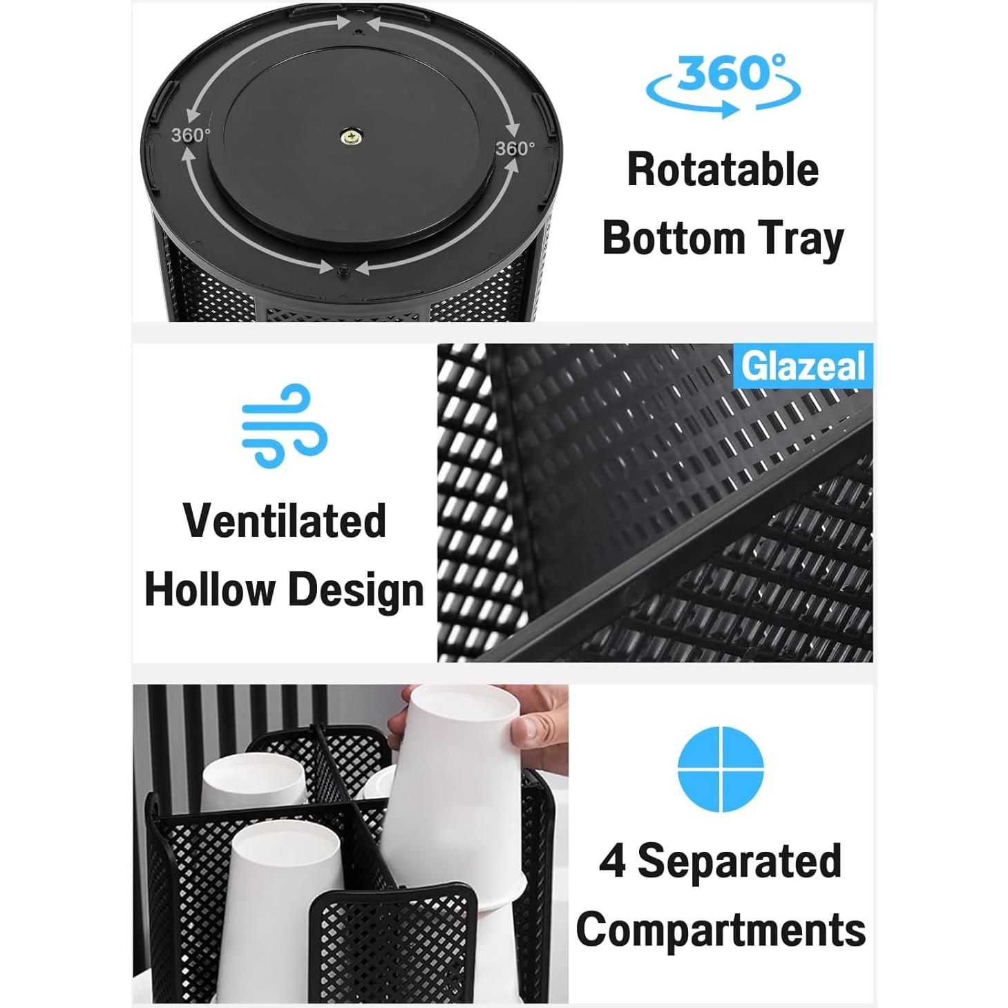 Organizador Rotatorio de Tazas y Tapas Glazeal 4 Compartimentos