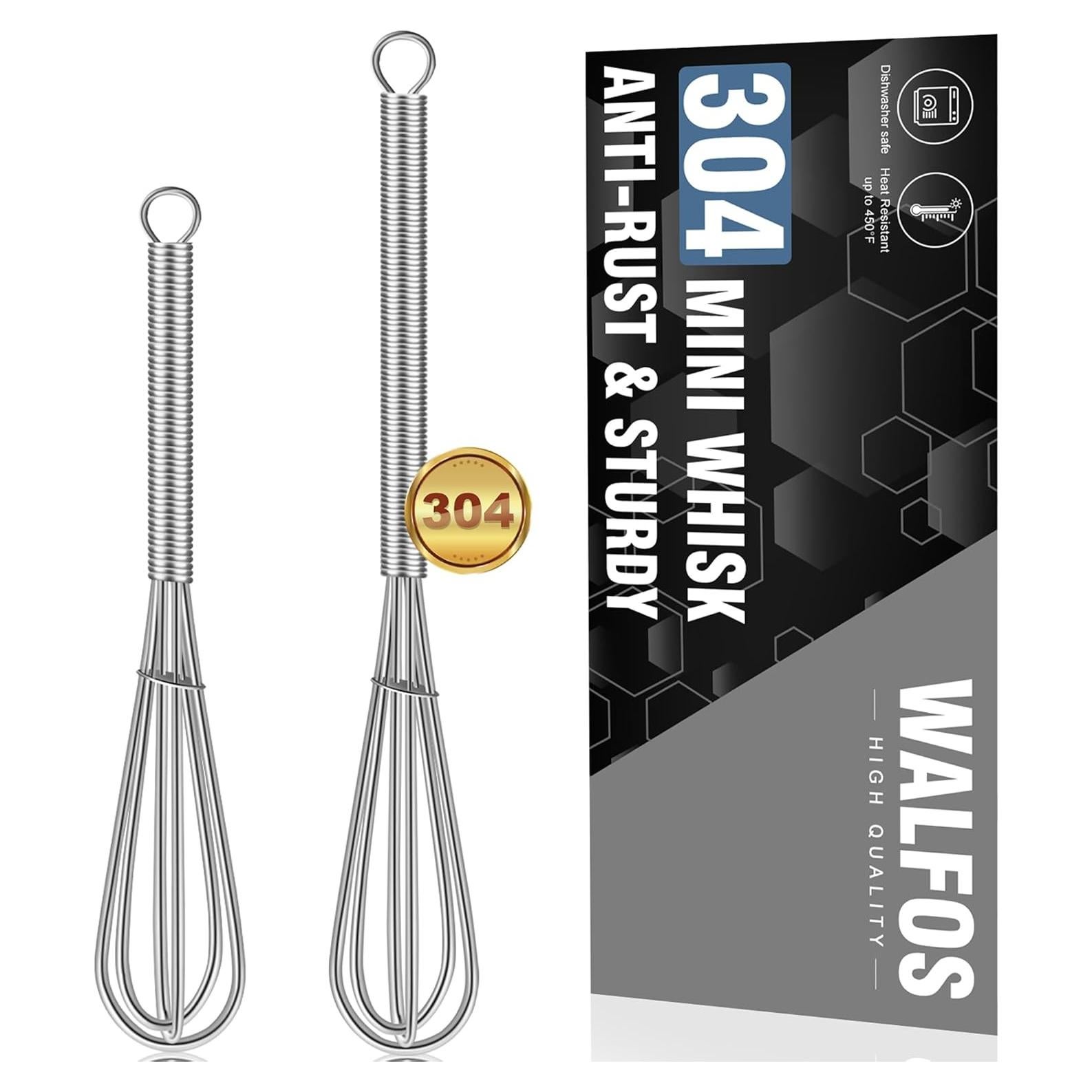 Juego de 2 Mini Batidores Walfos Acero Inoxidable 12,7 y 17,8 cm