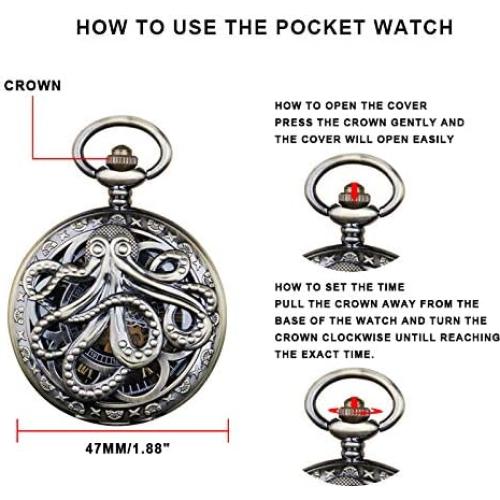 Reloj de bolsillo mecánico Dentily estilo steampunk bronce