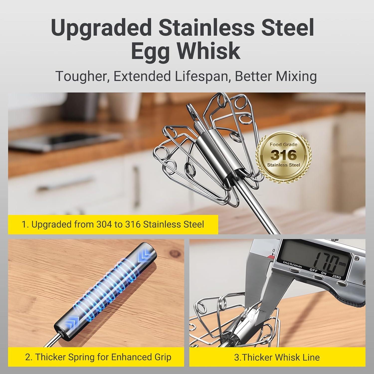 Batidor de Huevos Semi Automático JLiup Acero Inoxidable 30.48 cm