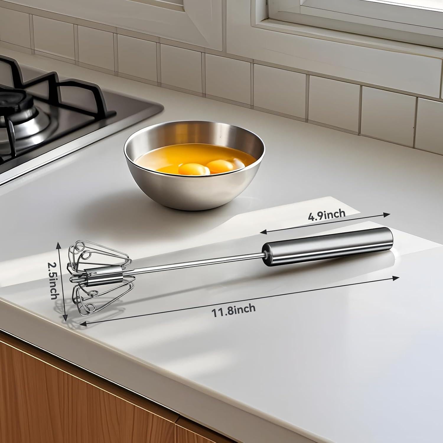 Batidor de Huevos Semi Automático JLiup Acero Inoxidable 30.48 cm