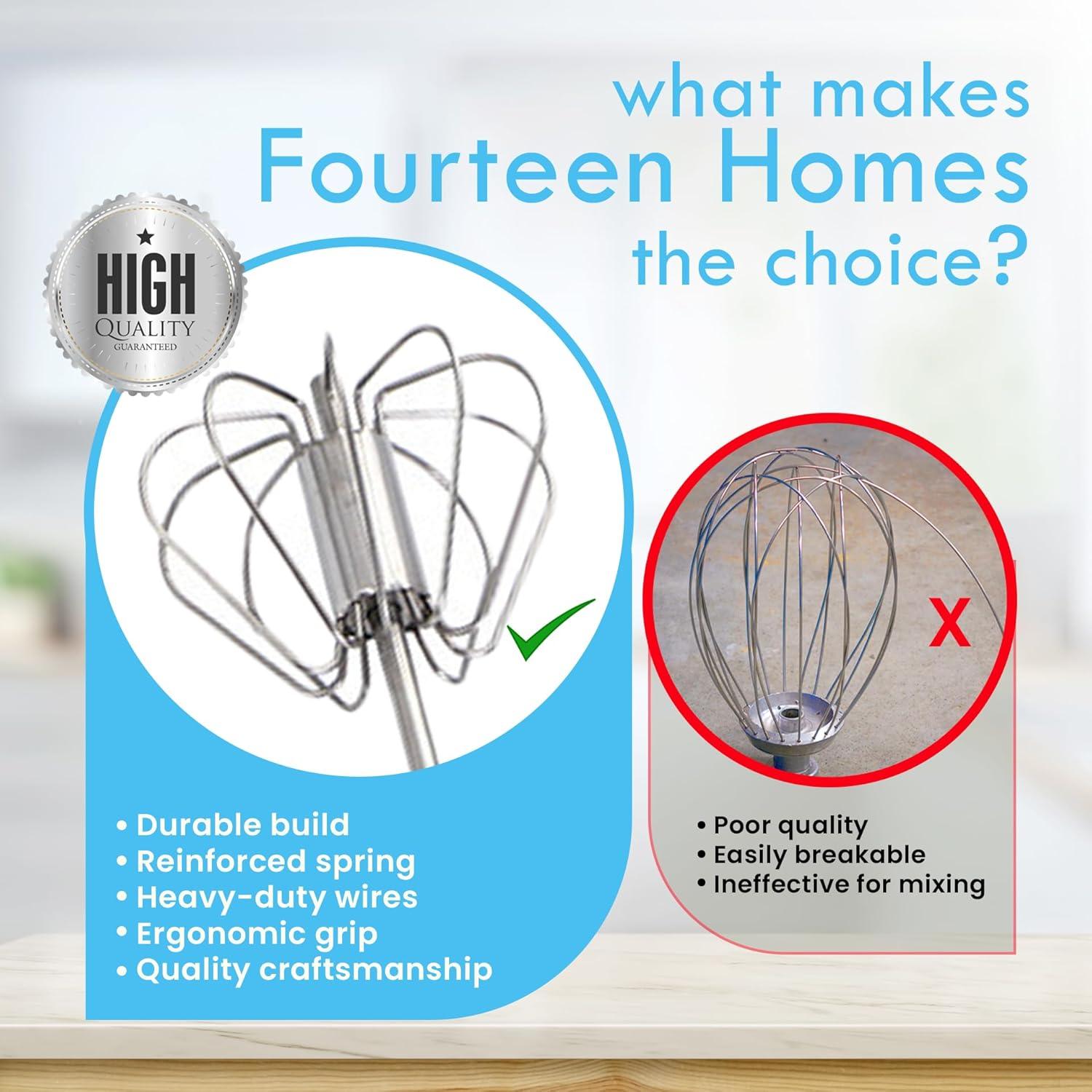 Batidor de Huevo Manual Fourteen Homes Acero Inoxidable 30 cm