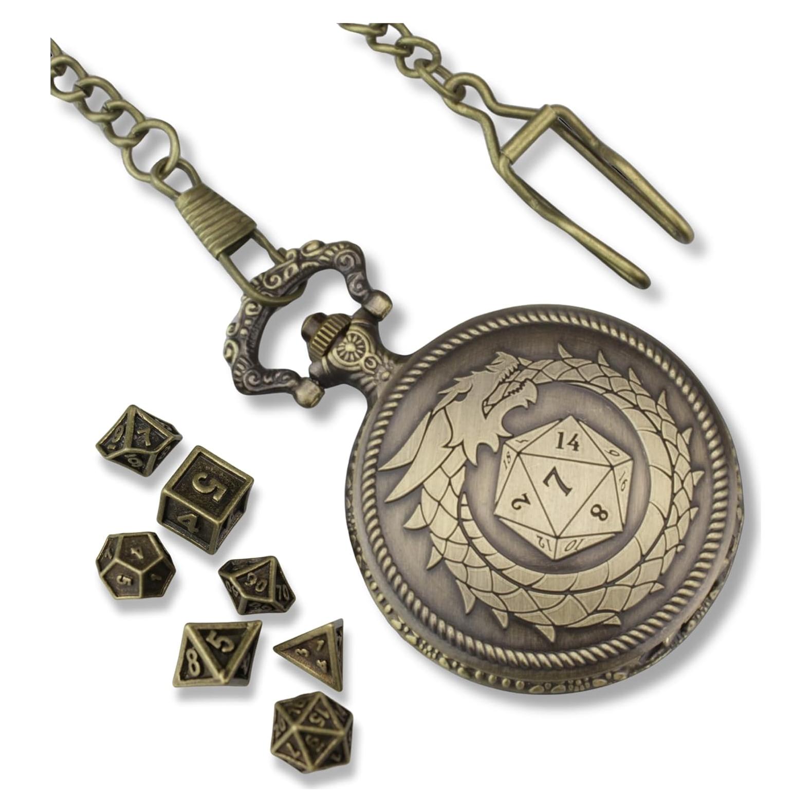 Reloj de bolsillo Galdor's Guild + Set dados mini 6mm D&D