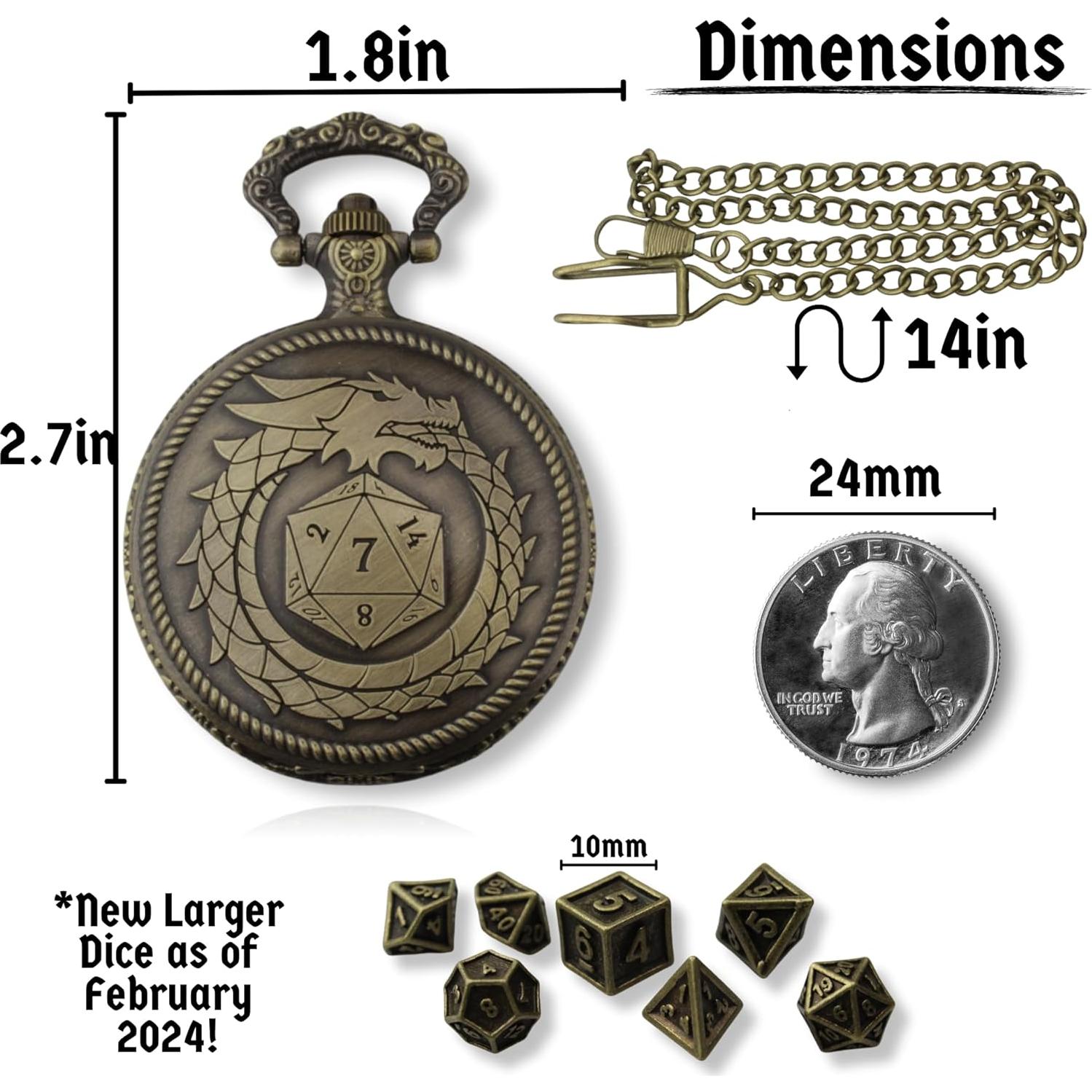 Reloj de bolsillo Galdor's Guild + Set dados mini 6mm D&D
