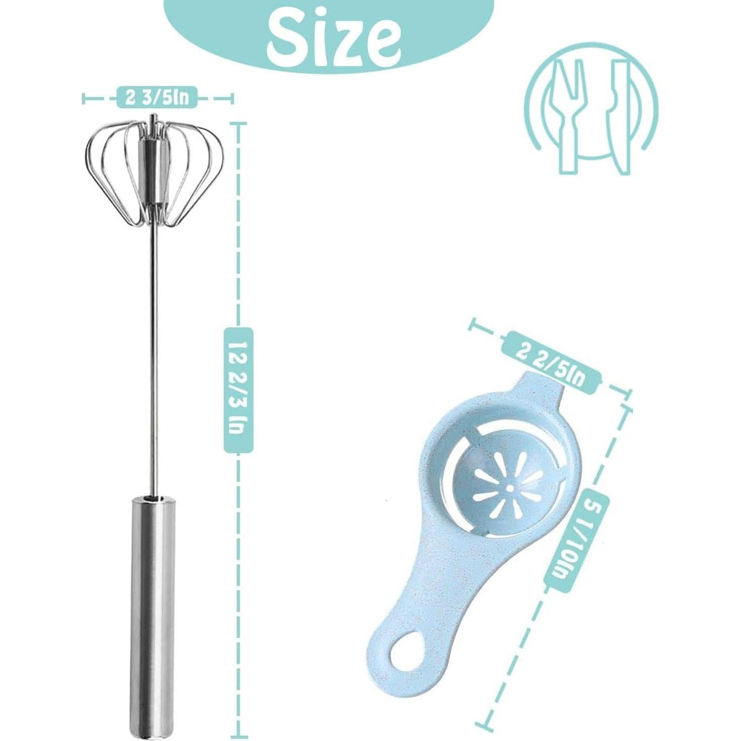 Batidor de huevos Jninexiu 30 cm acero inoxidable semi-automático