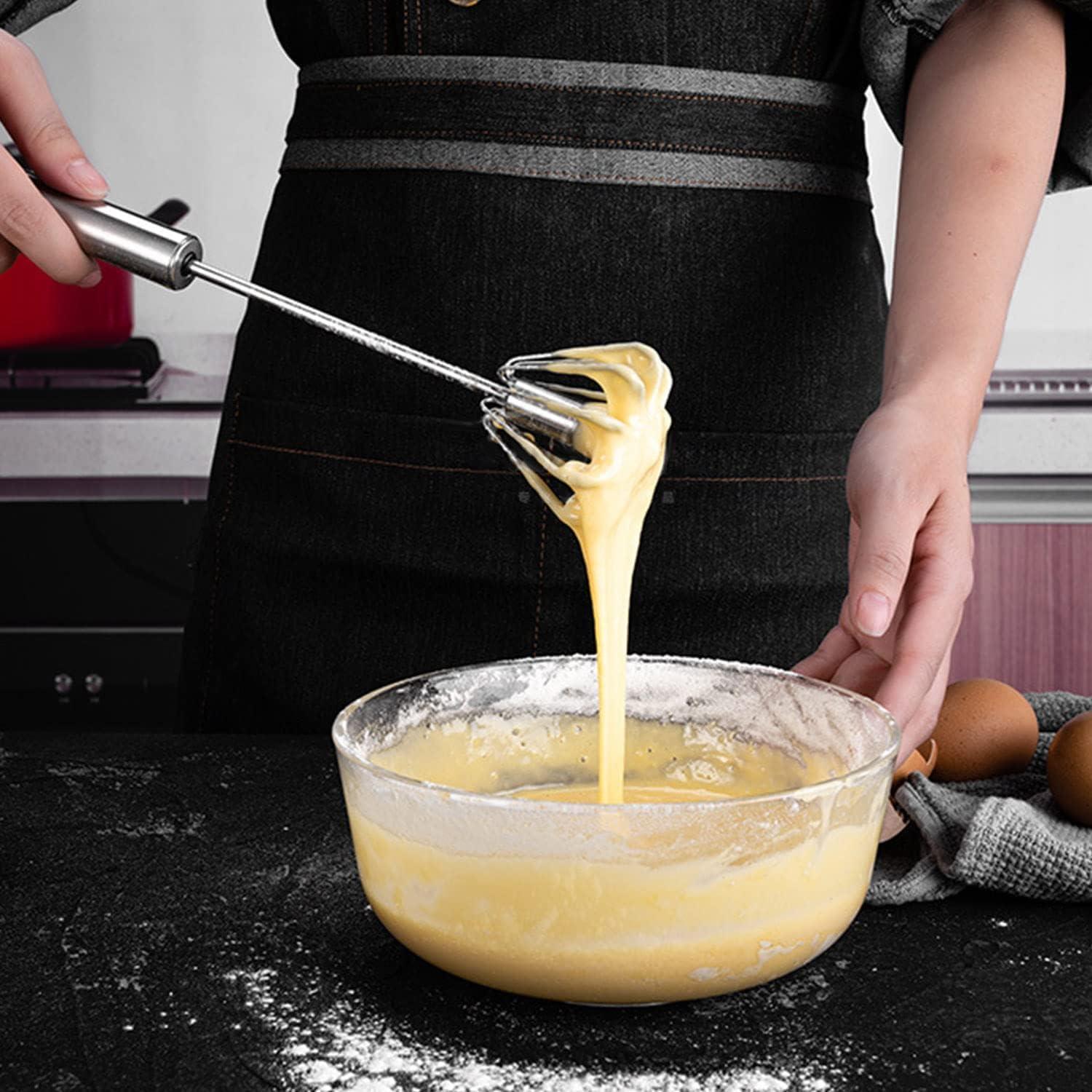 Batidor de huevos Jninexiu 30 cm acero inoxidable semi-automático