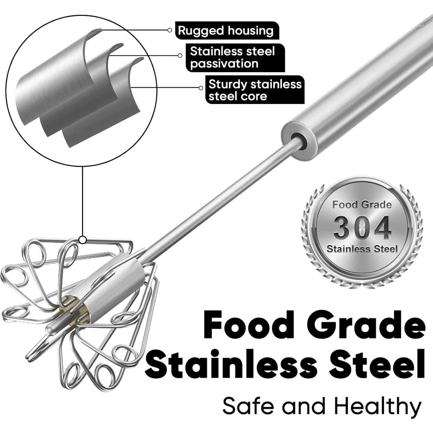 Batidor Semiautomático Newness de Acero Inoxidable 30 cm