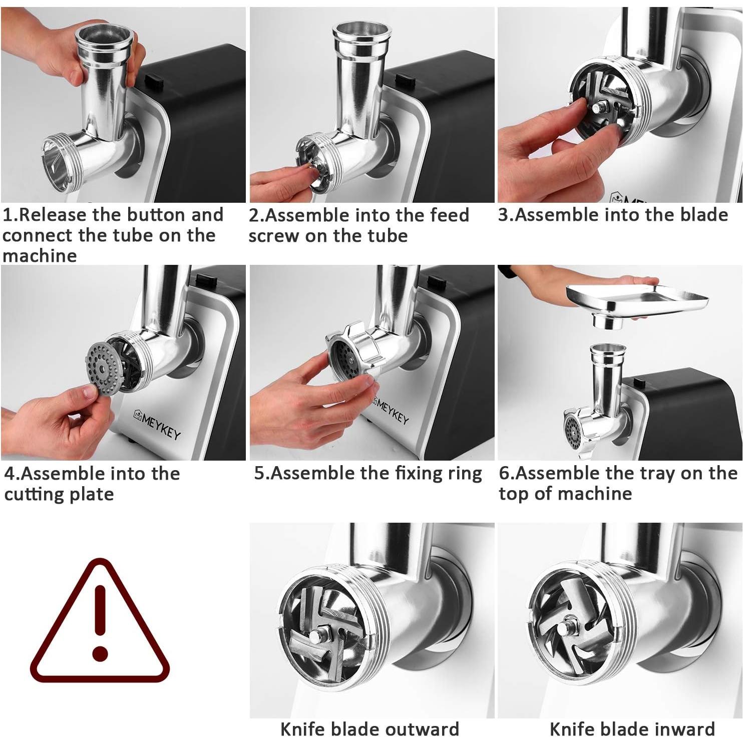 Picadora de Carne Eléctrica Homdox 2000W con 3 Placas y Accesorios