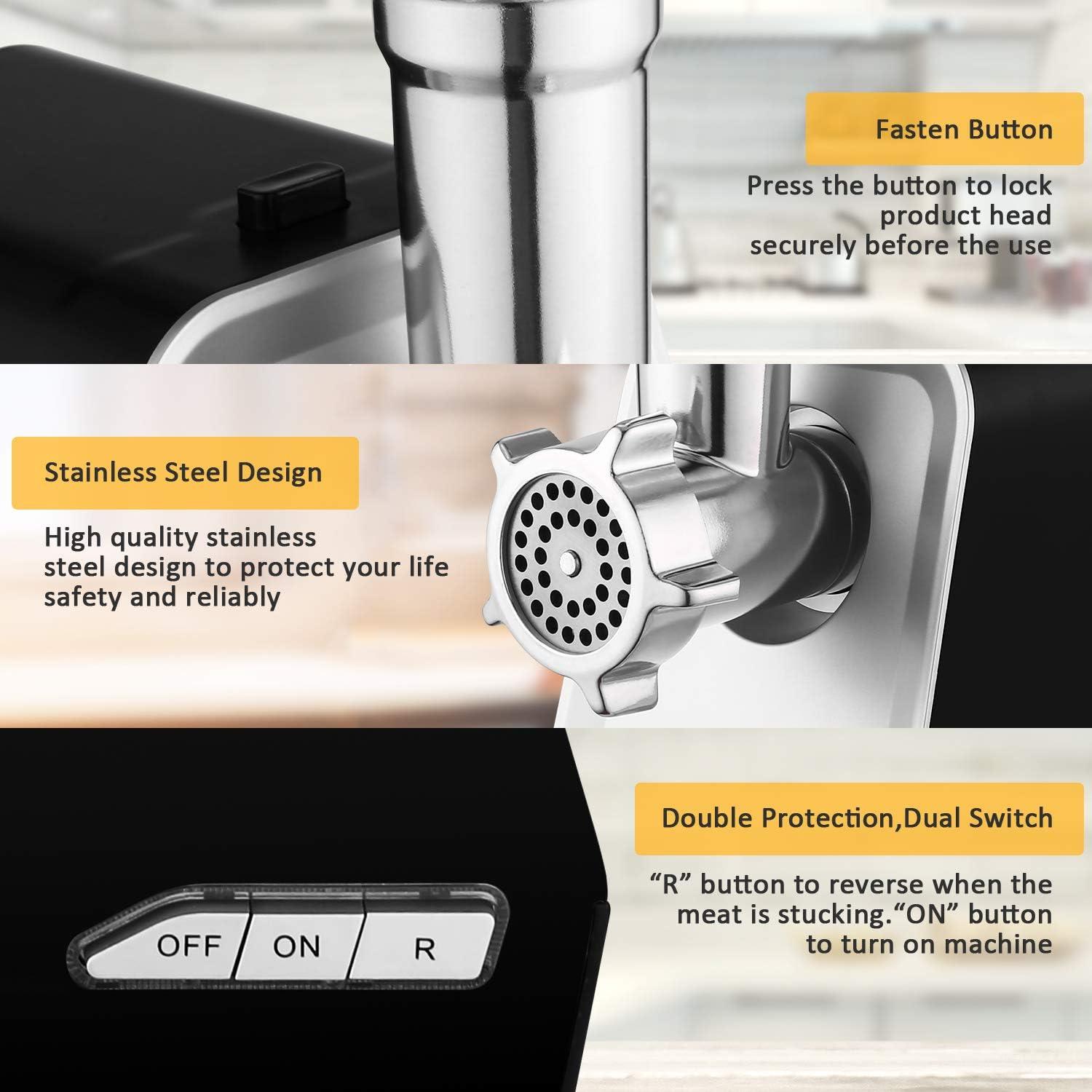 Picadora de Carne Eléctrica Homdox 2000W con 3 Placas y Accesorios