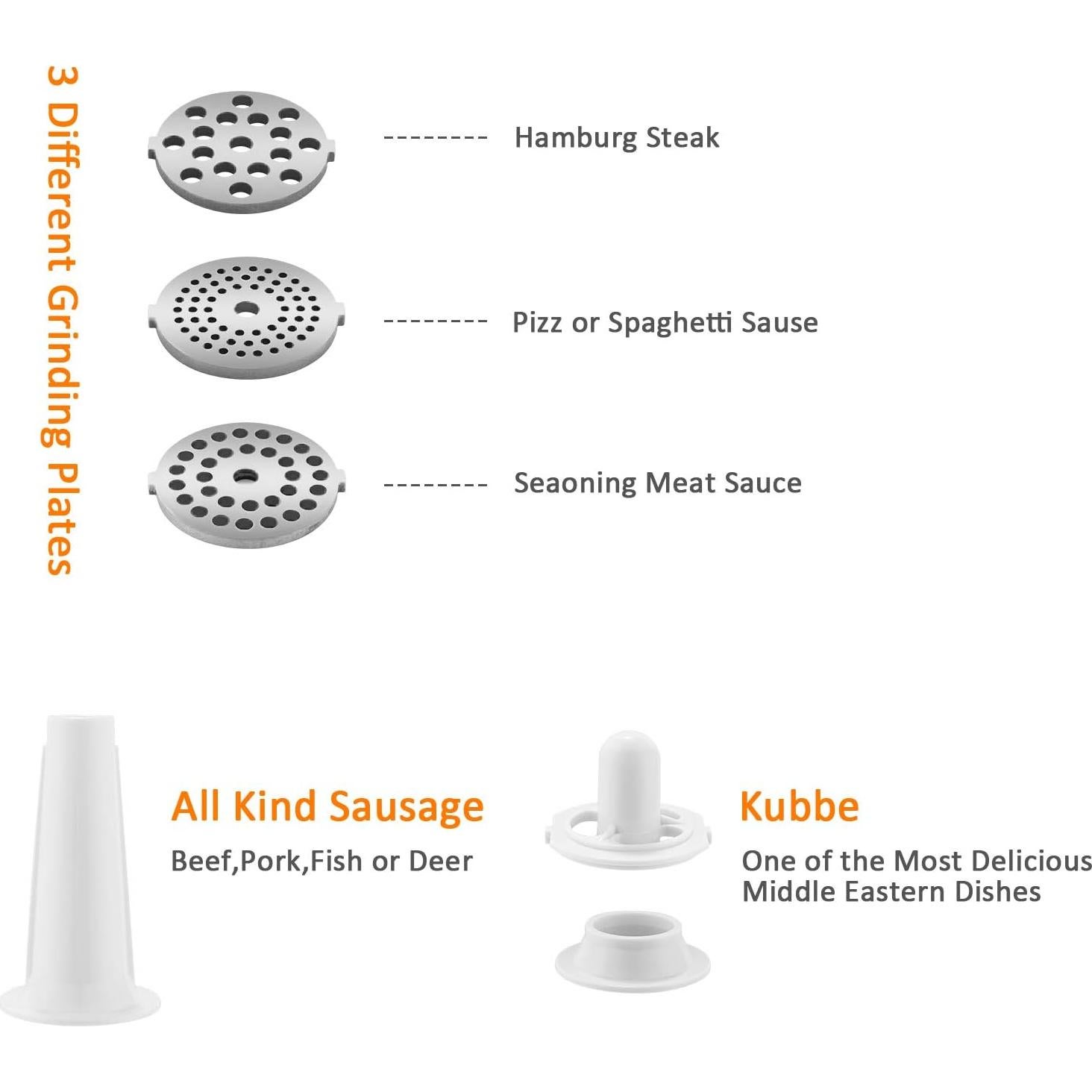 Picadora de Carne Eléctrica Homdox 2000W con 3 Placas y Accesorios