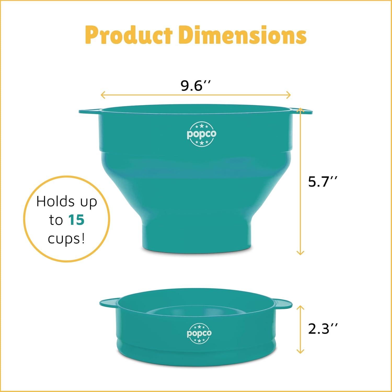 Hacedor de Palomitas Popco Silicona Microondas 15 Tazas Aqua