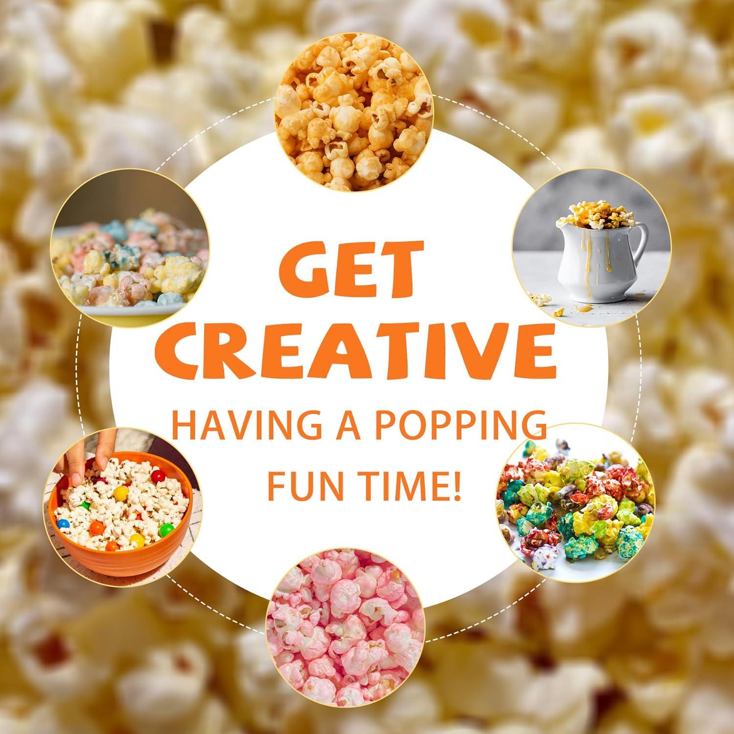 Hot Air Popcorn Popper Maker with Popcorn Bowl, Fast Popcorn Machine in Minutes with Measuring Cup and Butter Melting Tray for Party Kids,16 Cups, Red