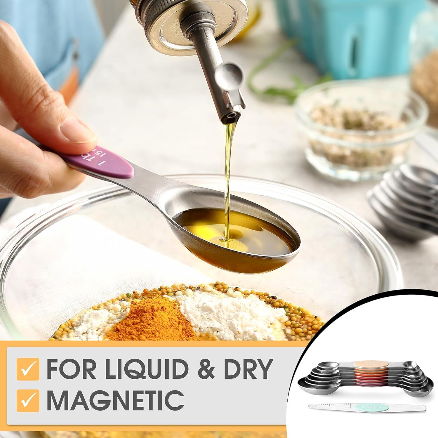 Juego de Cucharas Medidoras Spring Chef 8 Piezas Acero Inoxidable