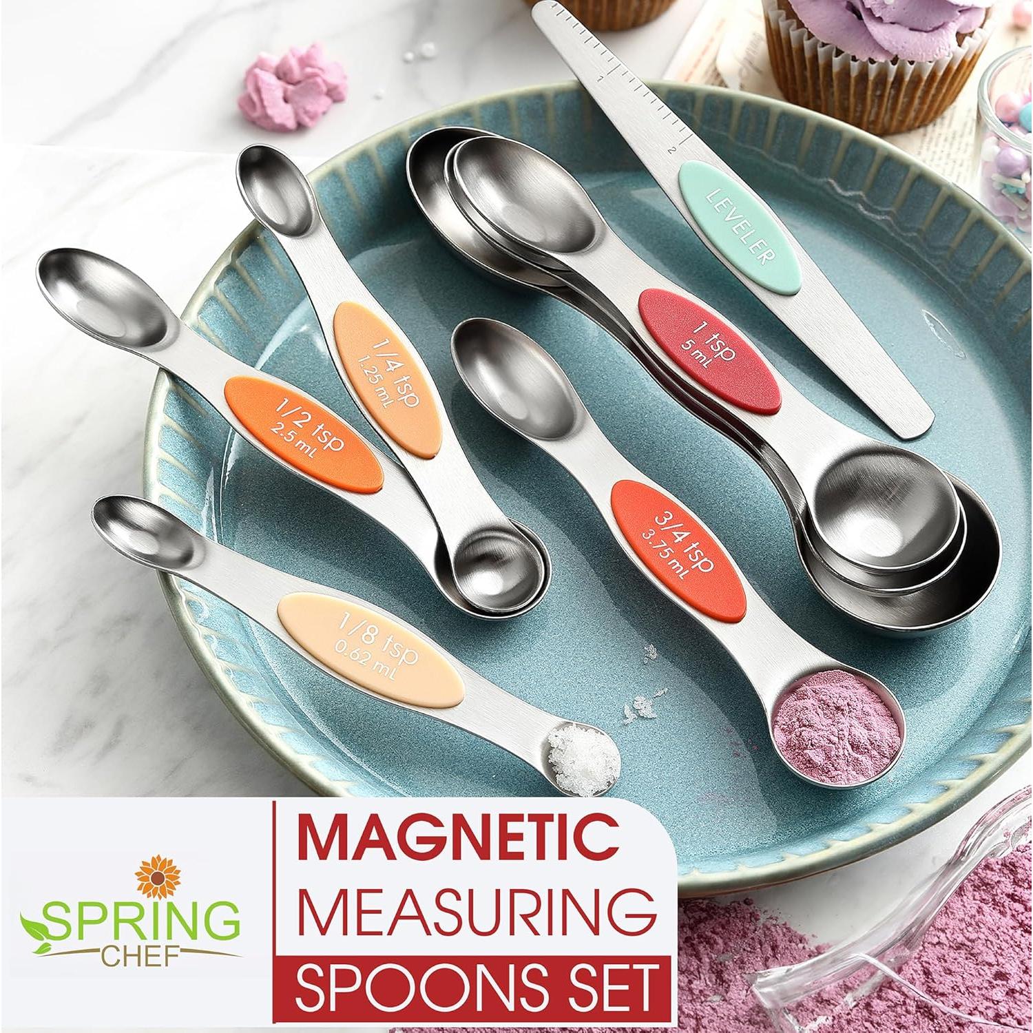 Juego de Cucharas Medidoras Spring Chef 8 Piezas Acero Inoxidable