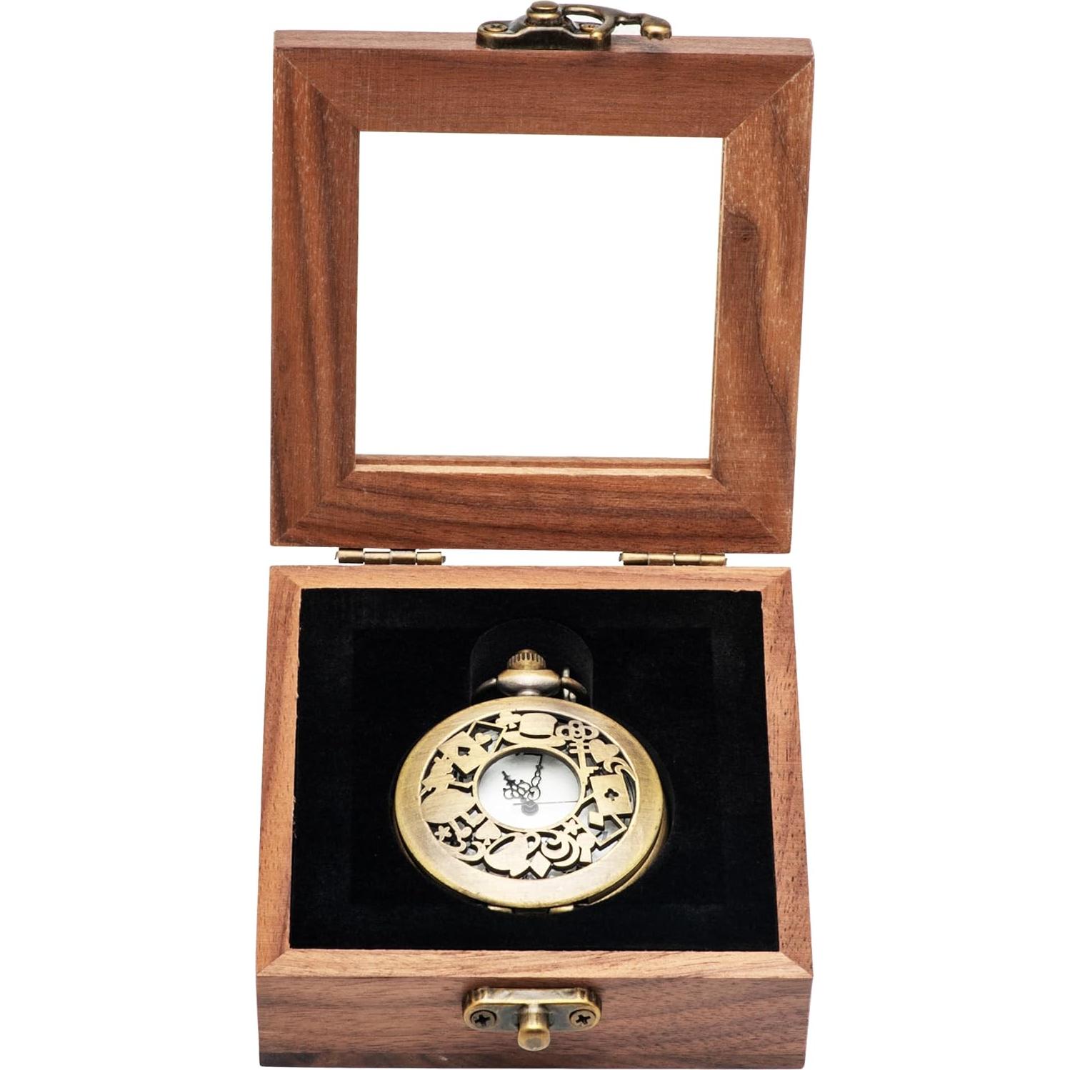 Caja de Reloj de Bolsillo COSISO de Madera de Nogal 9x9x3.5cm