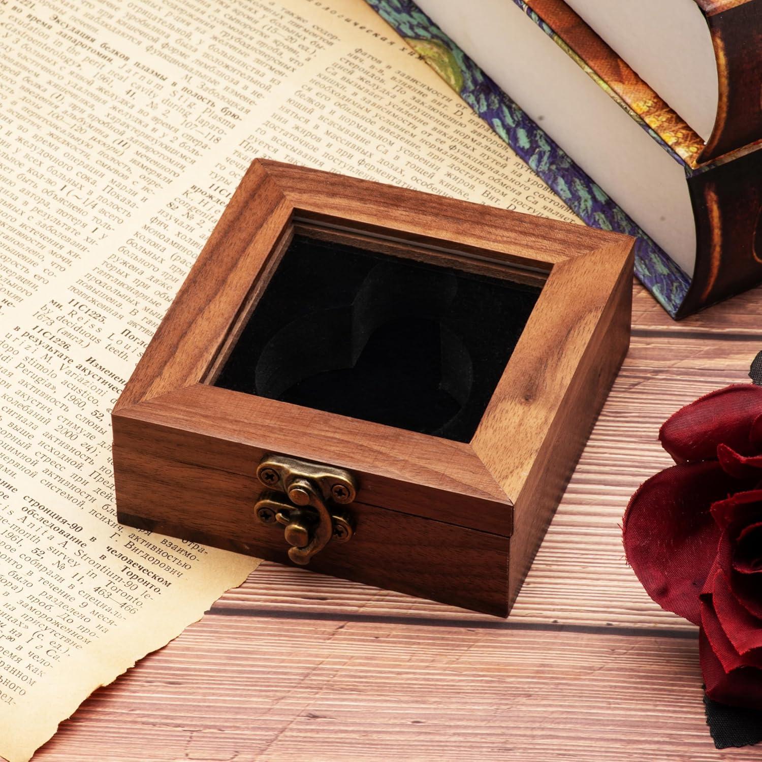 Caja de Reloj de Bolsillo COSISO de Madera de Nogal 9x9x3.5cm