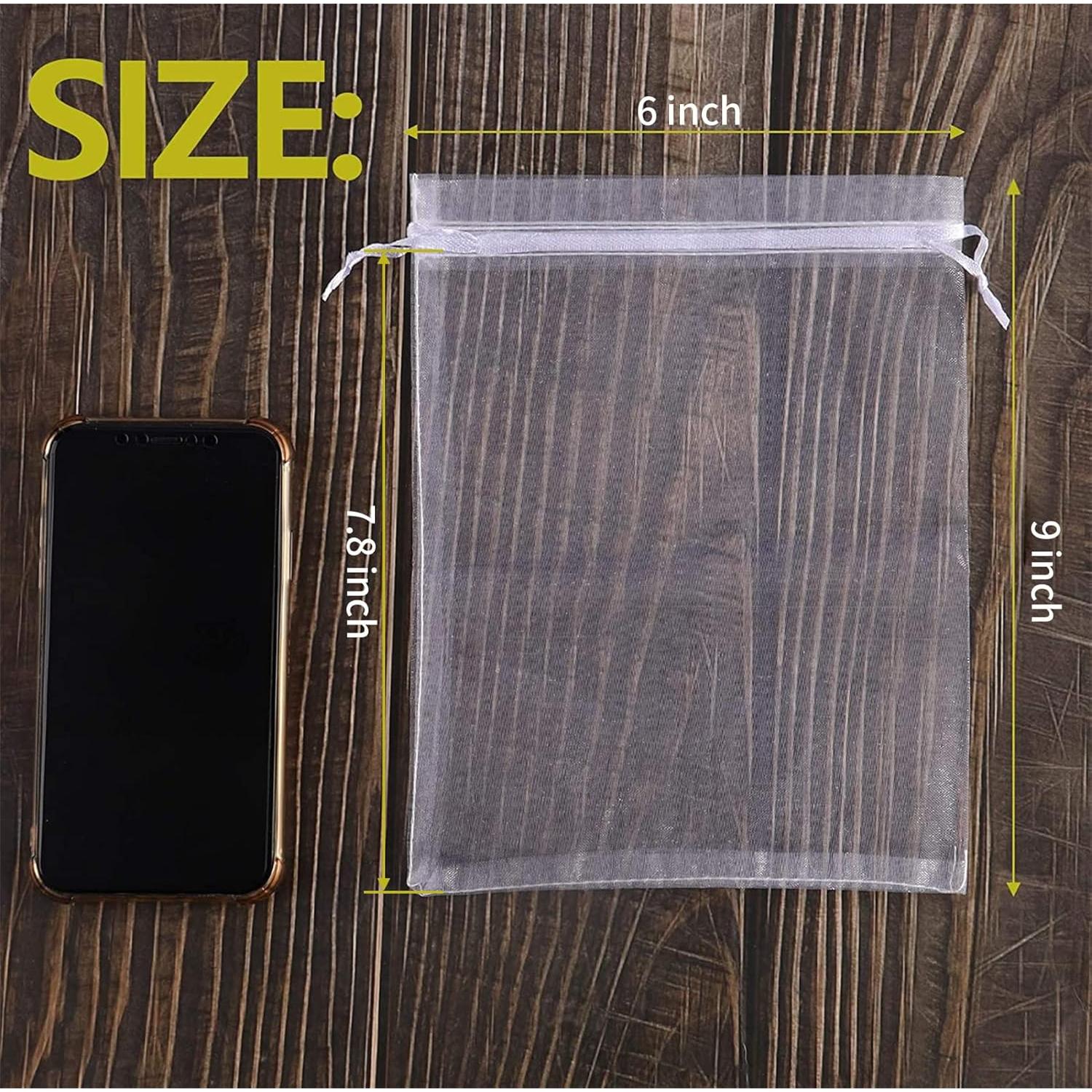 YunKo 50 Bolsas de Organza 15x23 cm Cierre de Cuerda