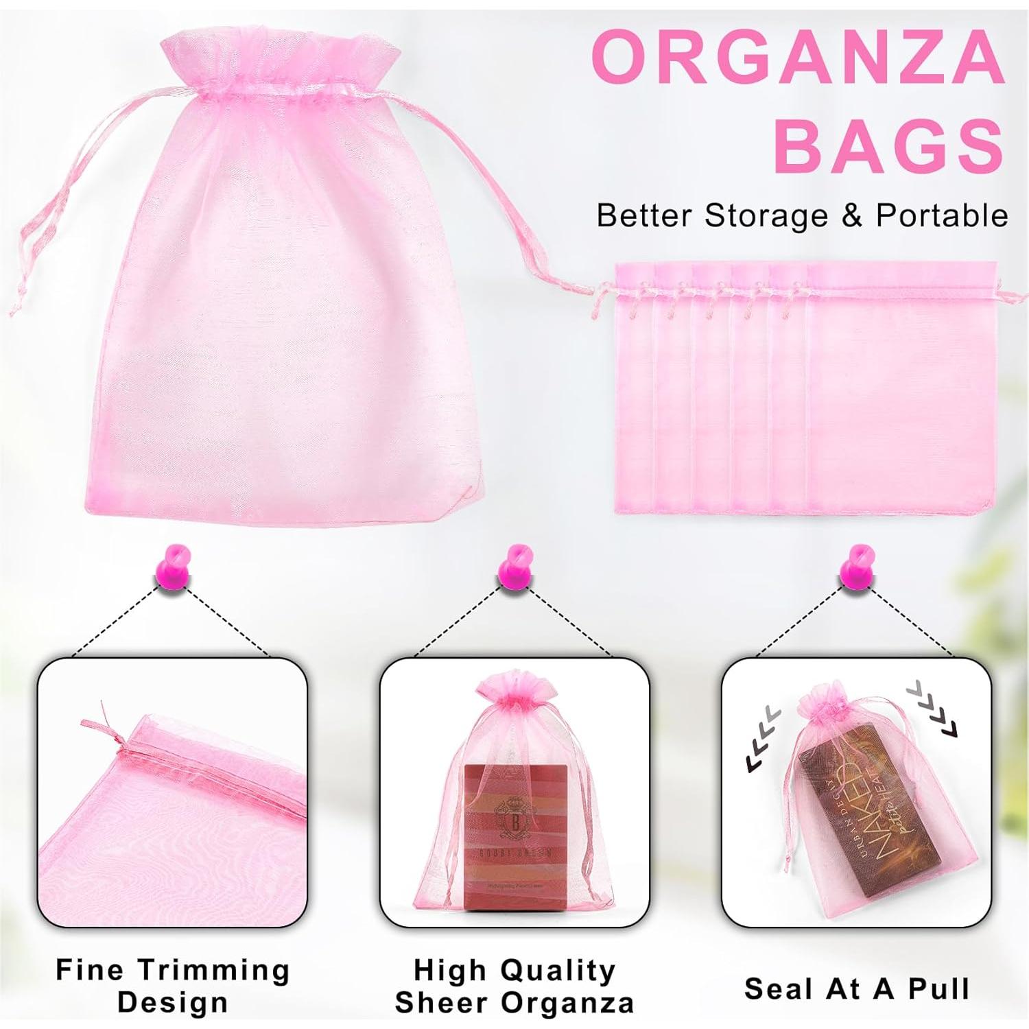 Bolsas de Organza Rosa ANZNKU 50 Piezas 10x15 cm